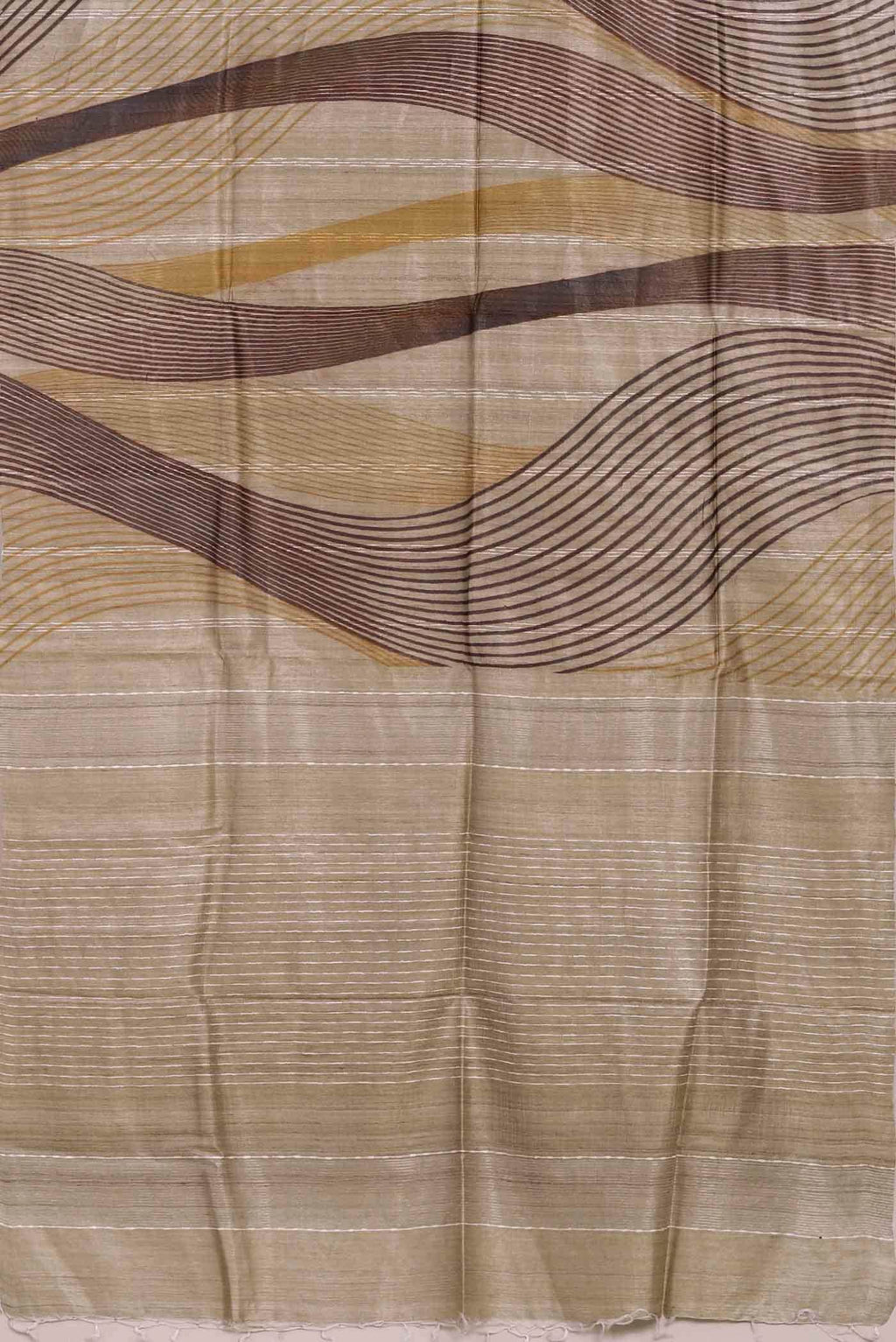 Beige Tussar Silk Saree