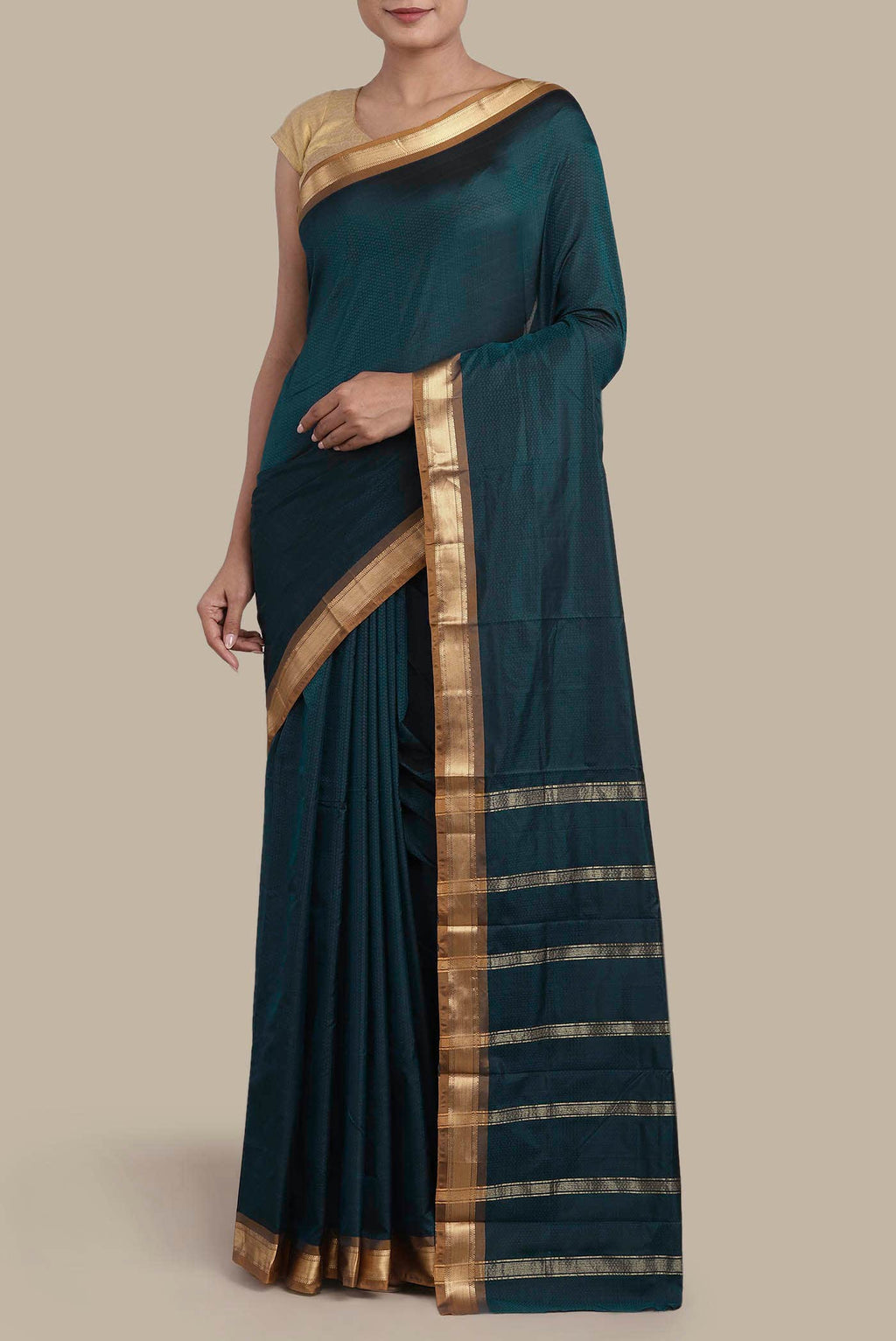 Blue Blended Bangalore Silk Saree