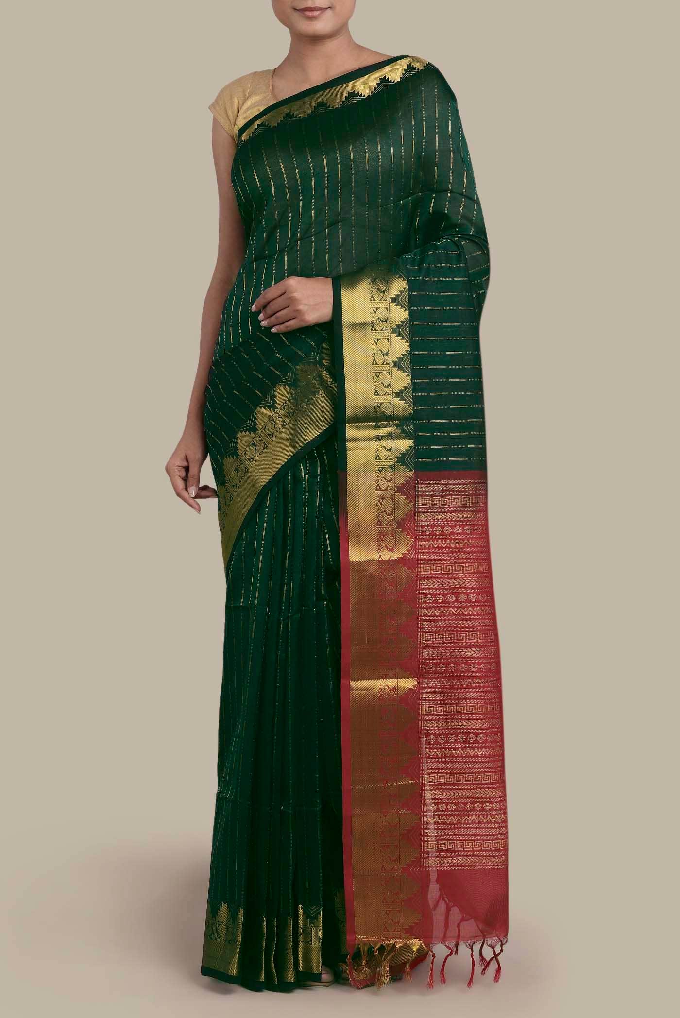 Green Silk Cotton Saree