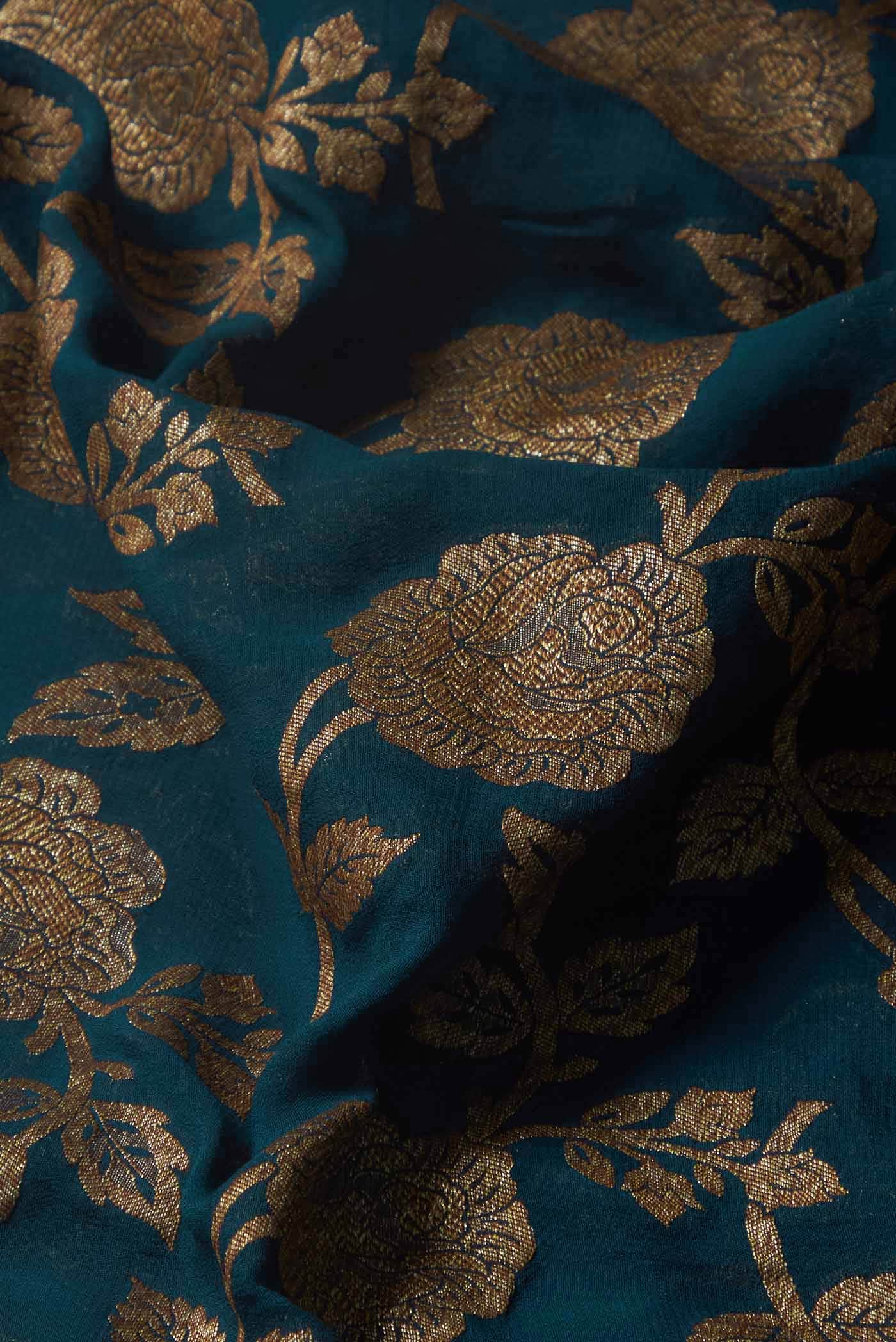 Blue Banarasi Georgette Saree