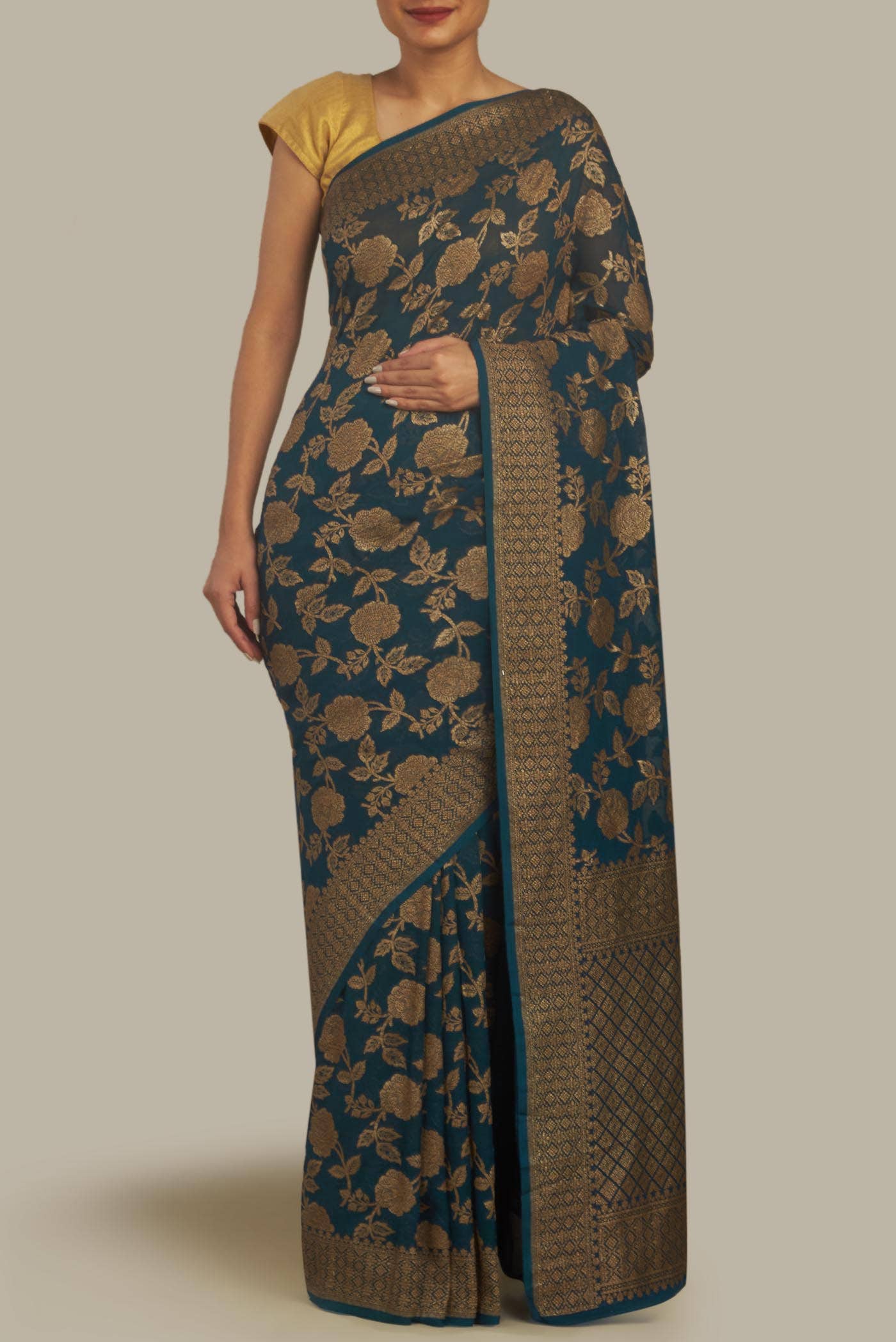 Blue Banarasi Georgette Saree