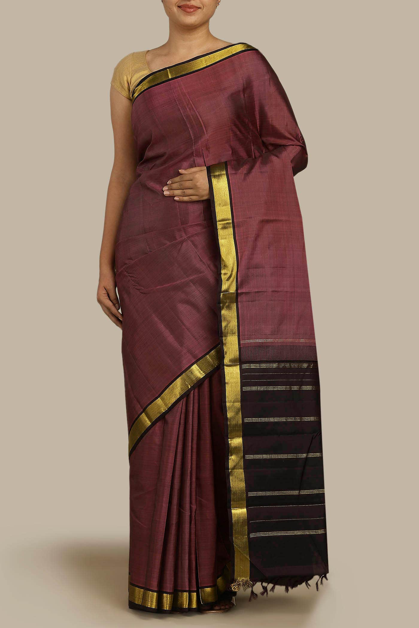Maroon Kanchipuram Silk Saree
