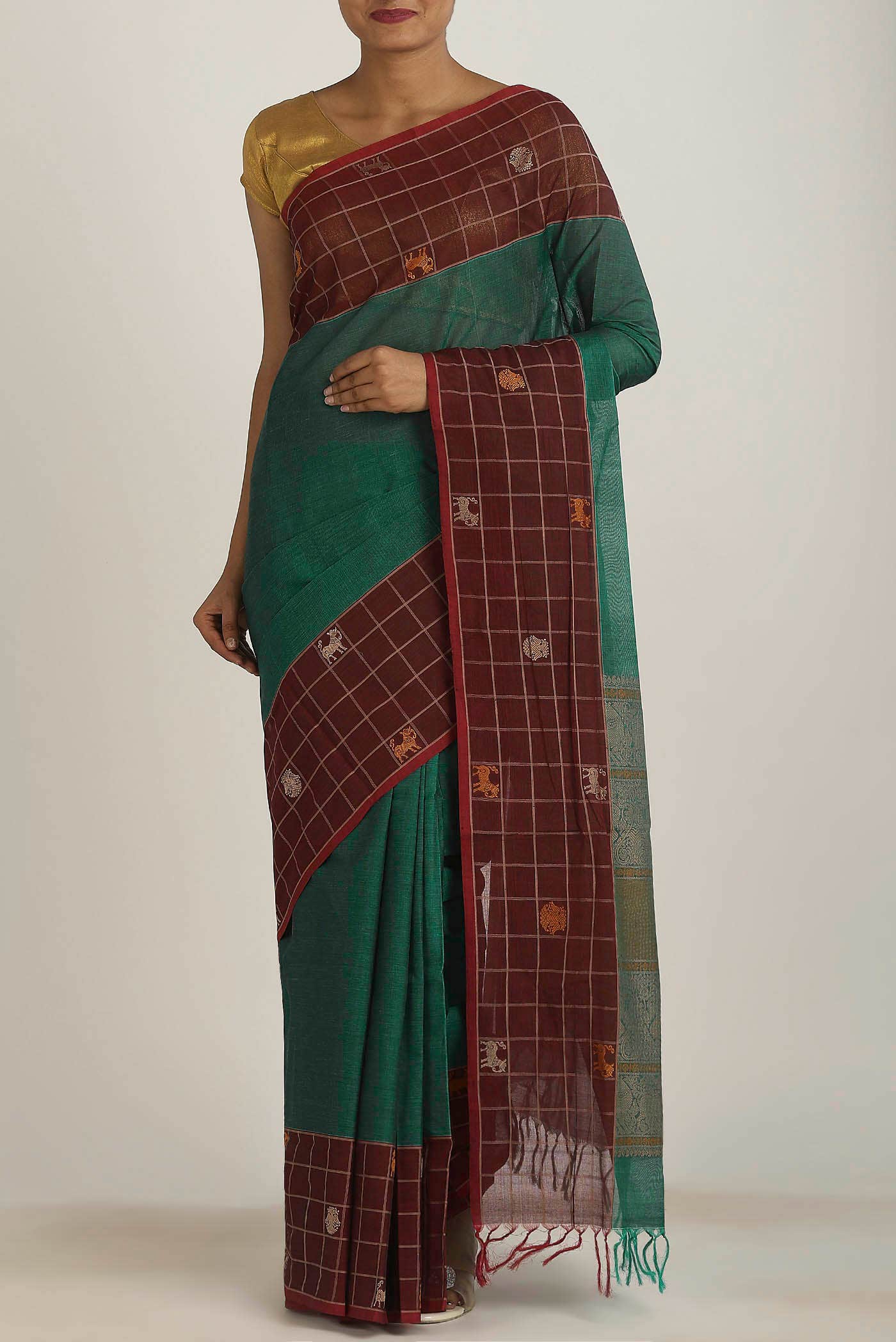Green Coimbatore Cotton Saree