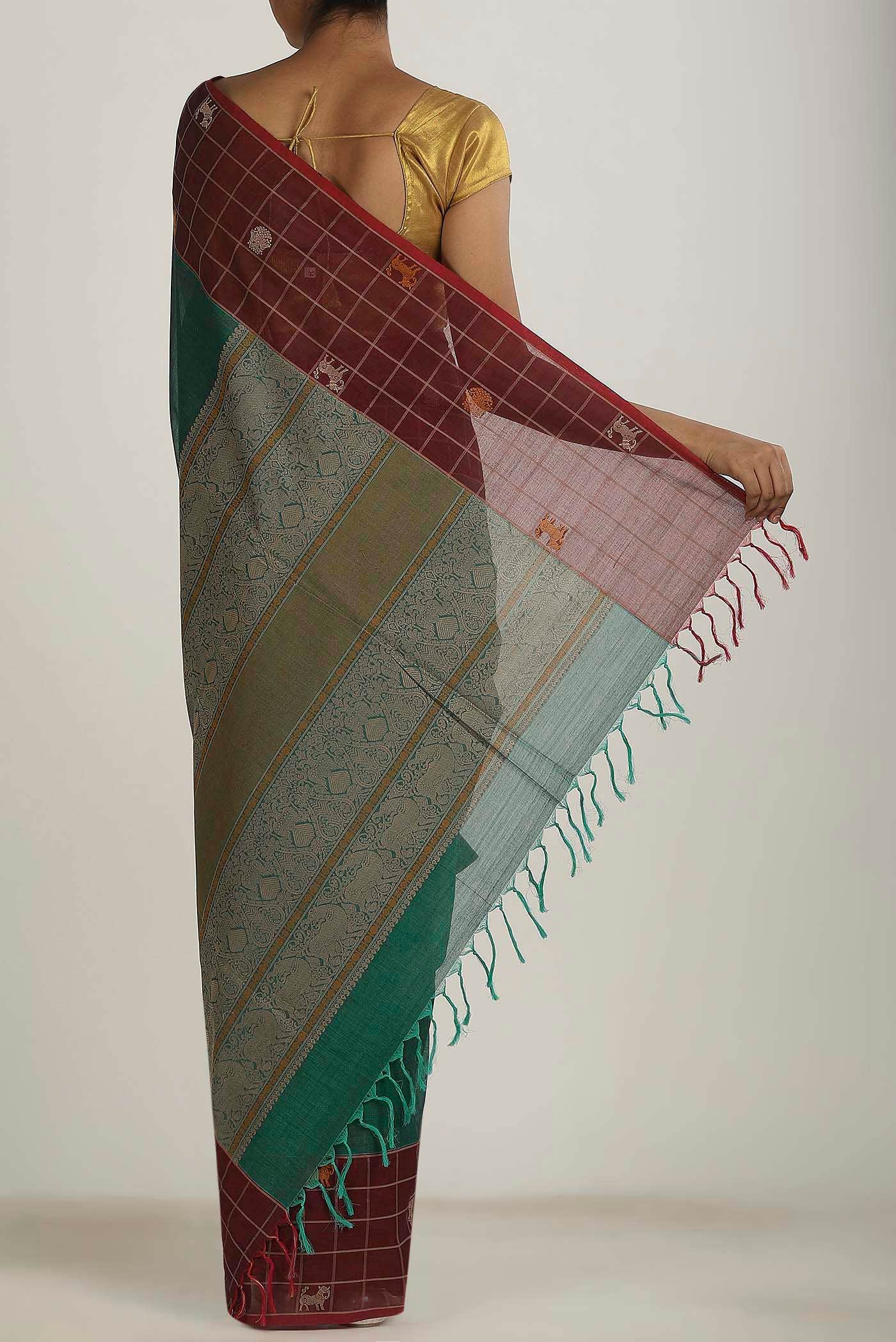 Green Coimbatore Cotton Saree