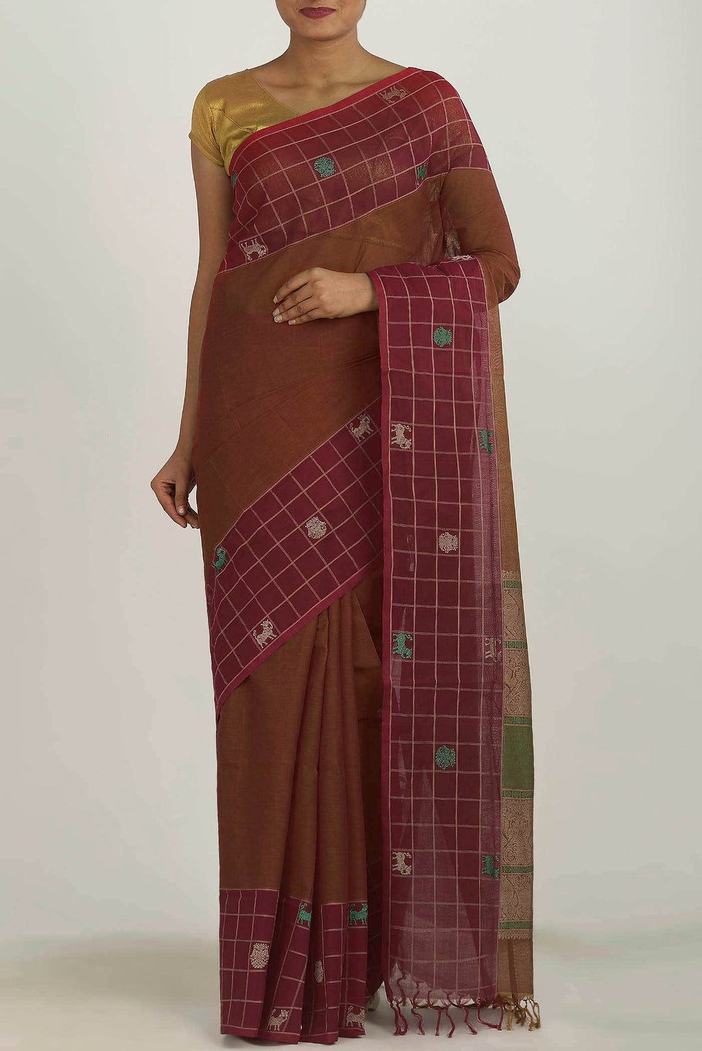 Brown Coimbatore Cotton Saree