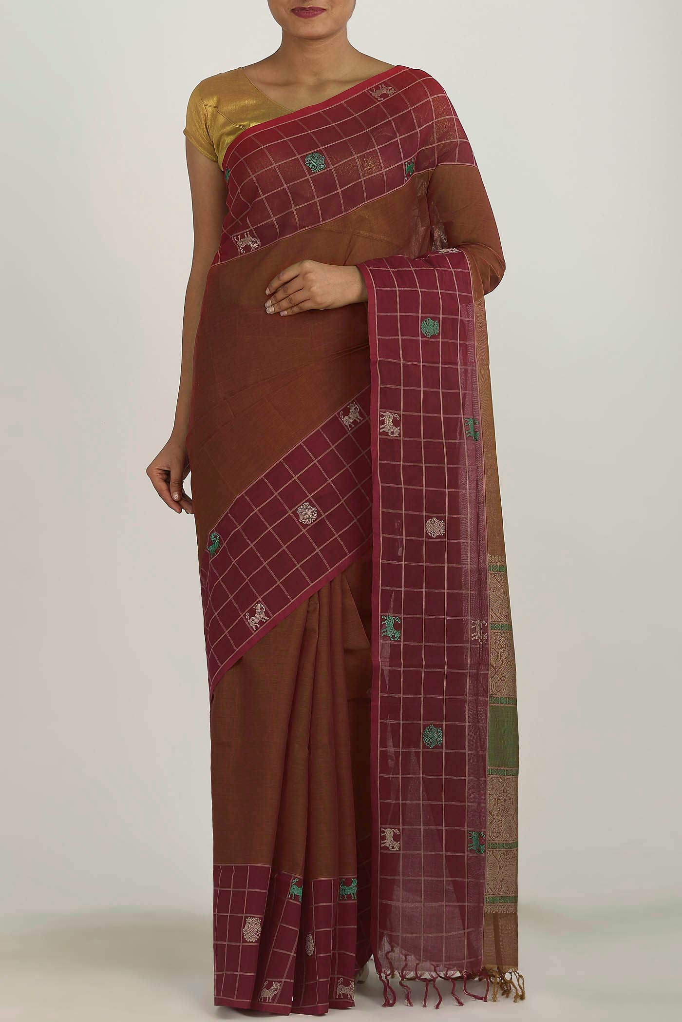 Brown Coimbatore Cotton Saree