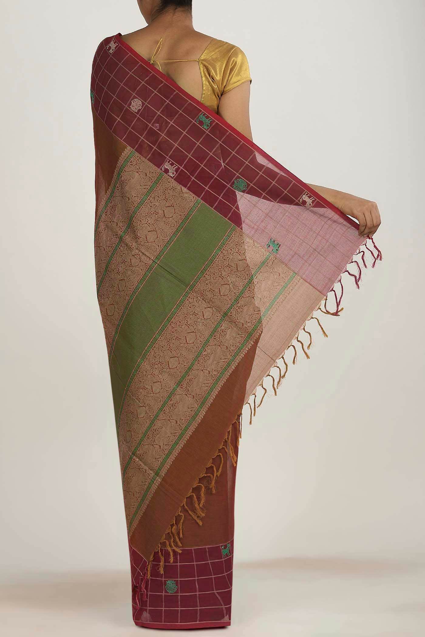 Brown Coimbatore Cotton Saree