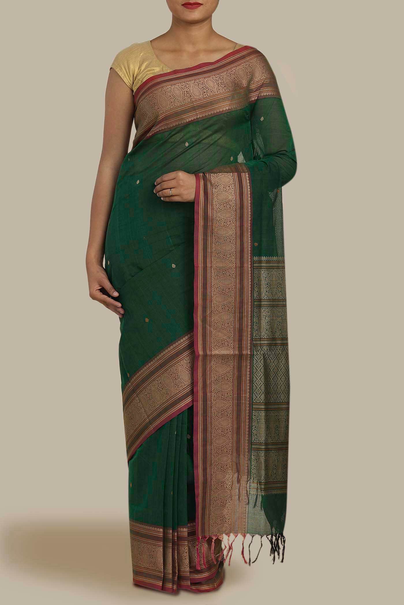 Green Coimbatore Cotton Saree