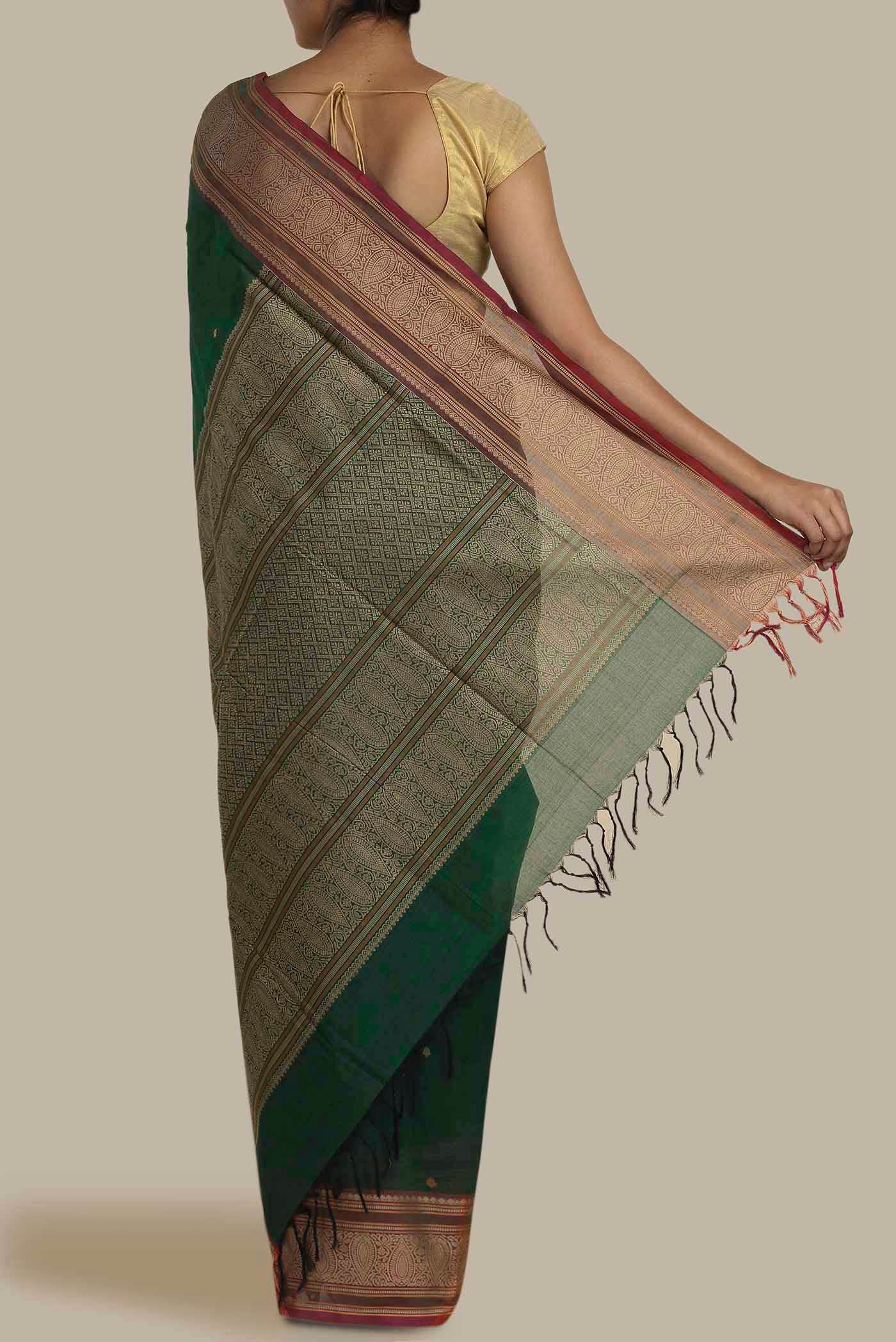 Green Coimbatore Cotton Saree