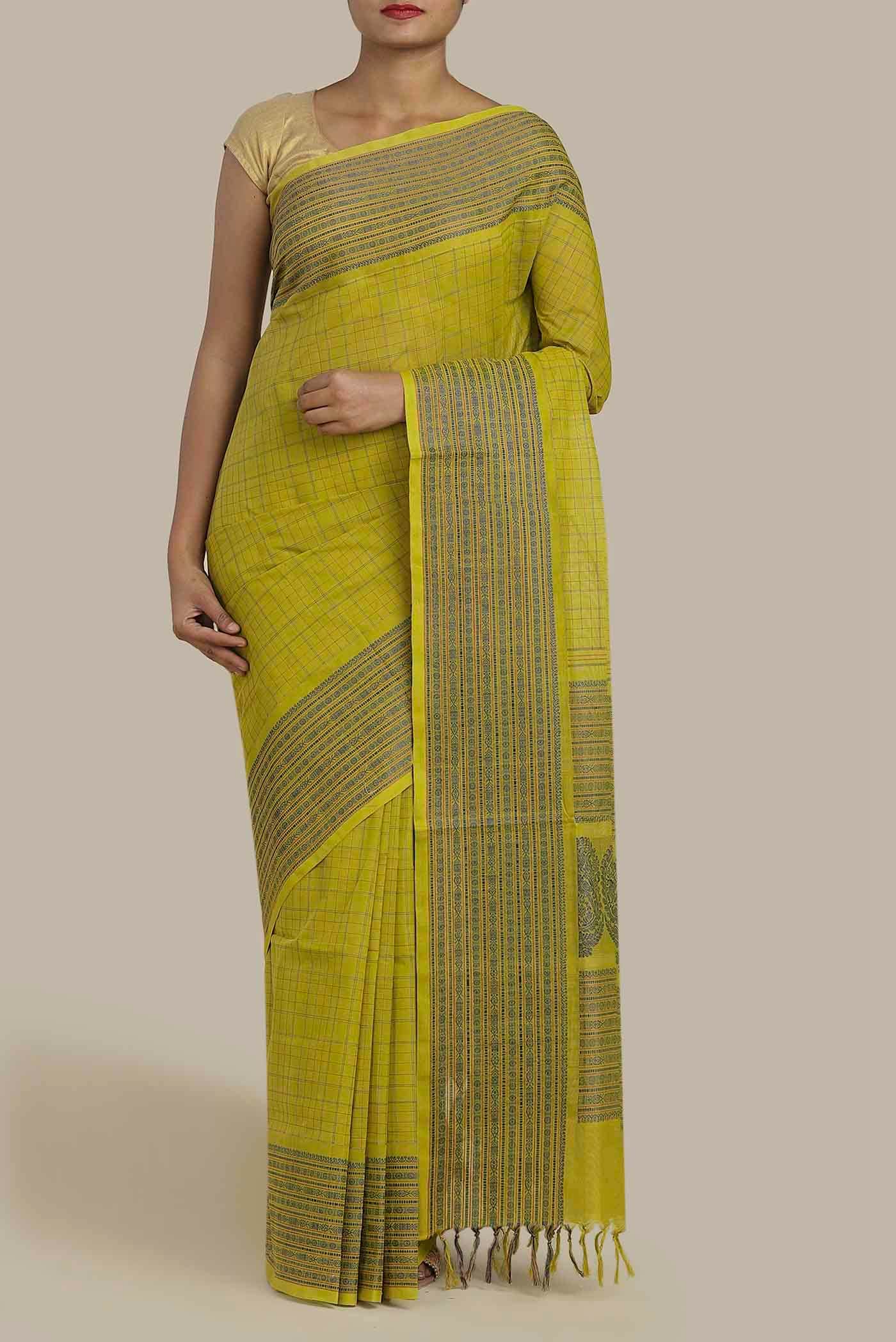 Green Coimbatore Cotton Saree