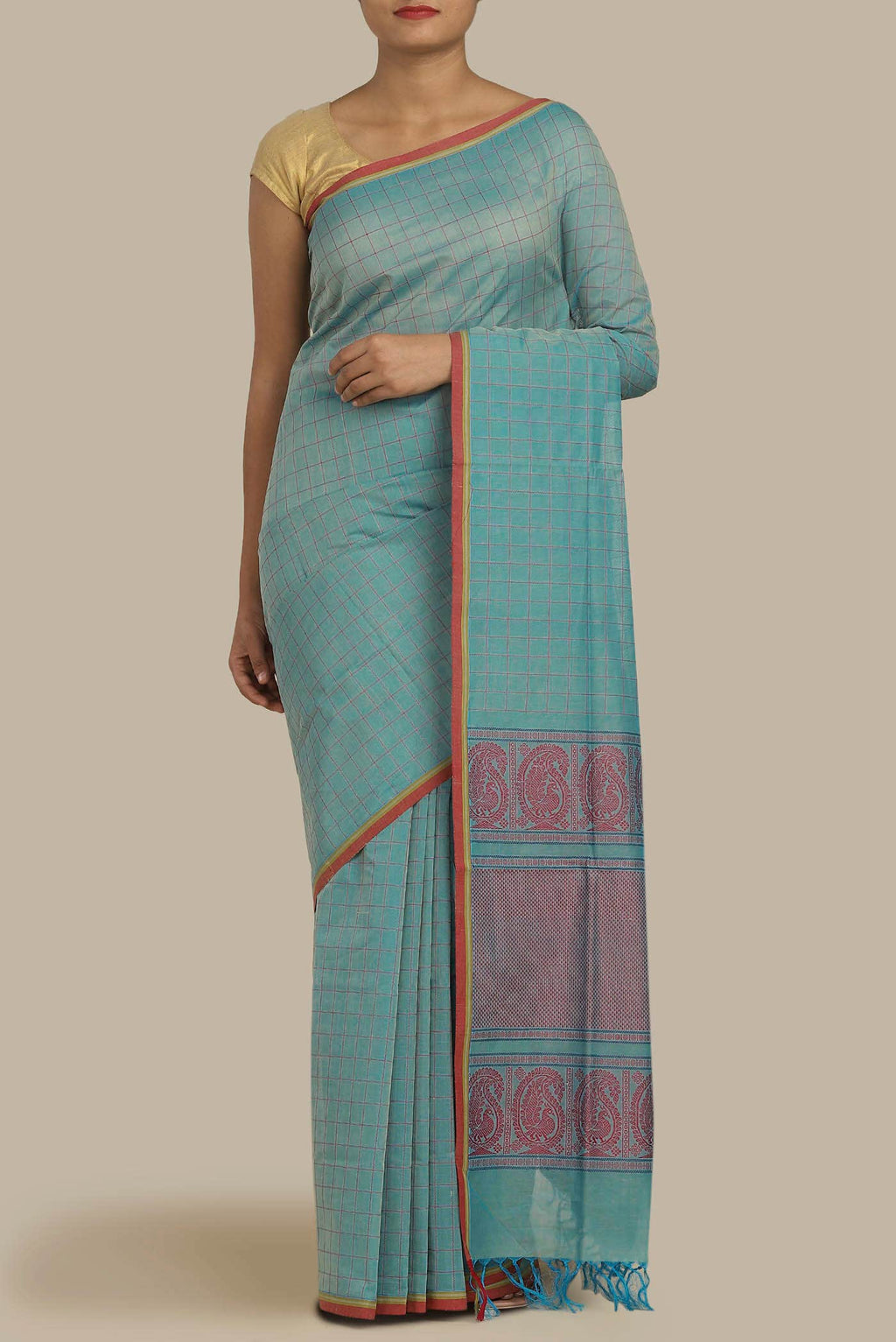 Blue Coimbatore Cotton Saree