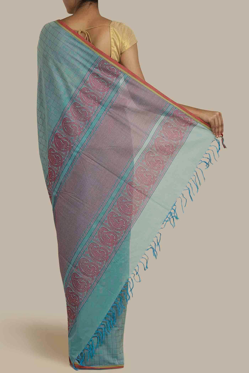 Blue Coimbatore Cotton Saree