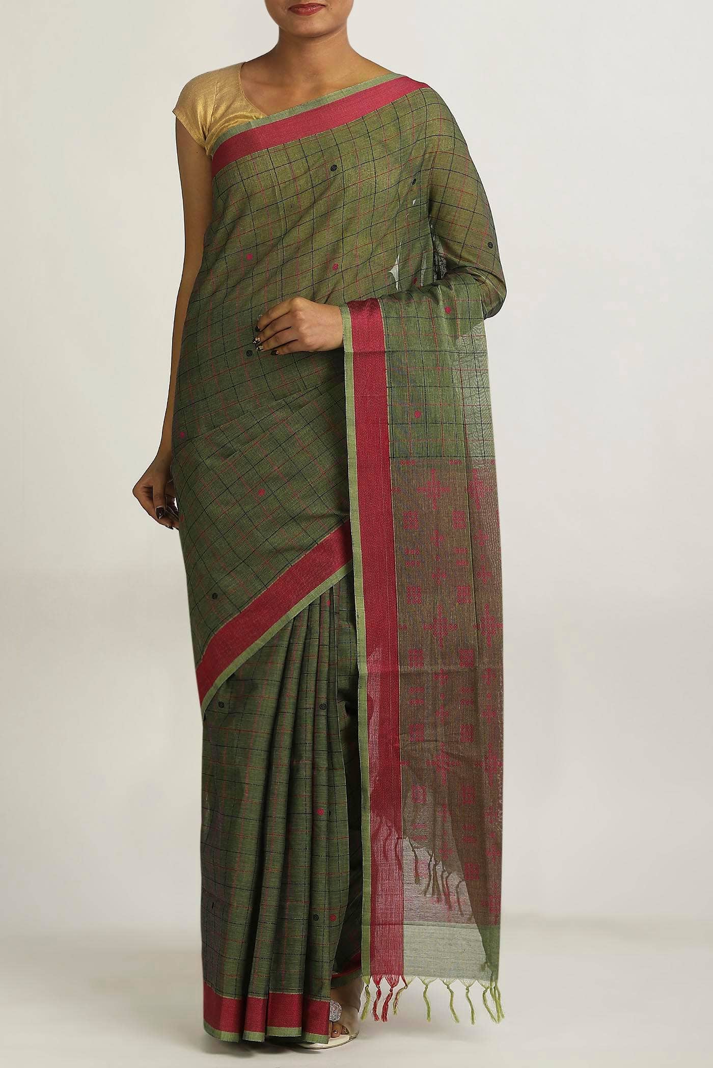 Green Cotton Saree