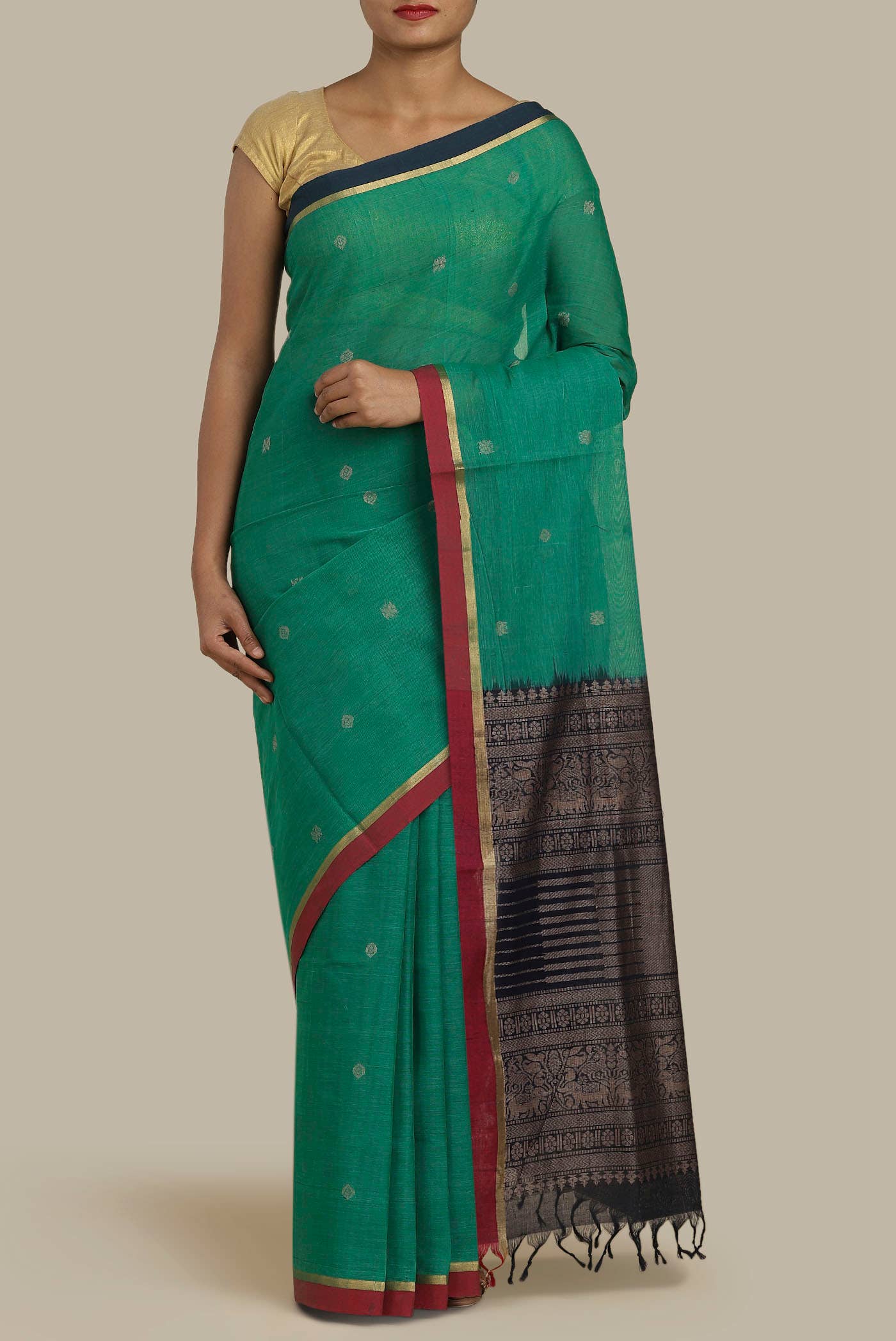 Green Coimbatore Cotton Saree
