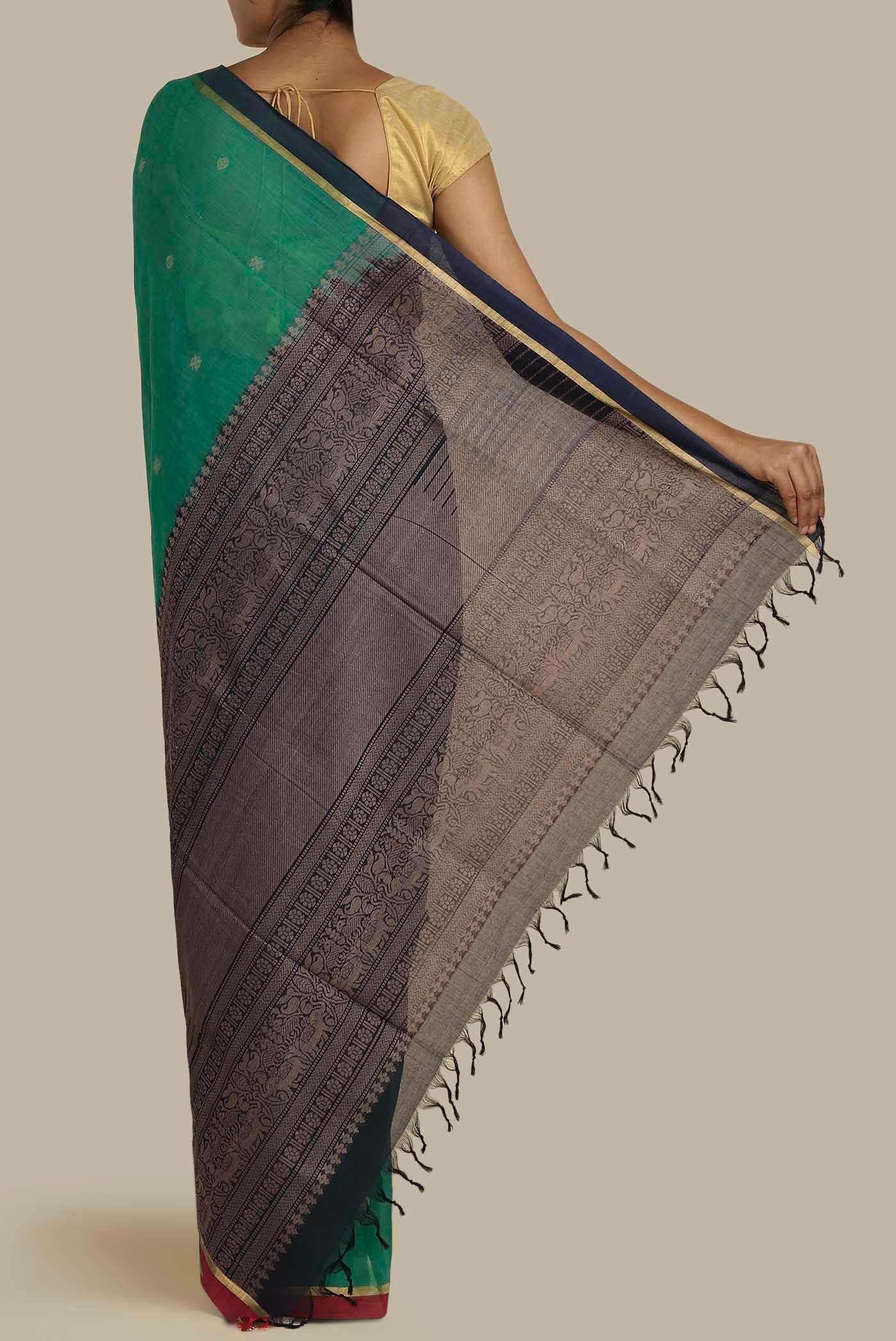 Green Coimbatore Cotton Saree