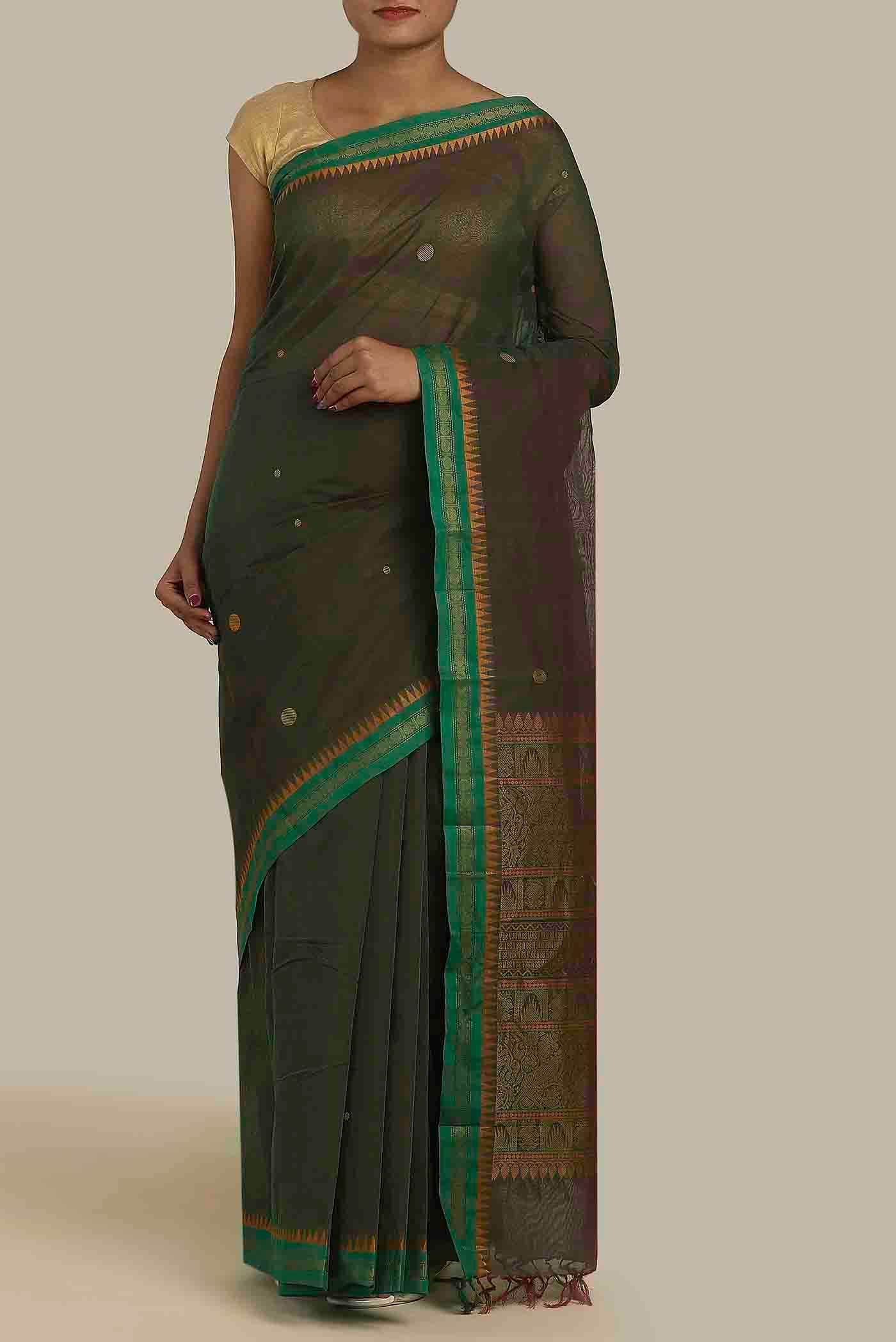 Green Coimbatore Cotton Saree