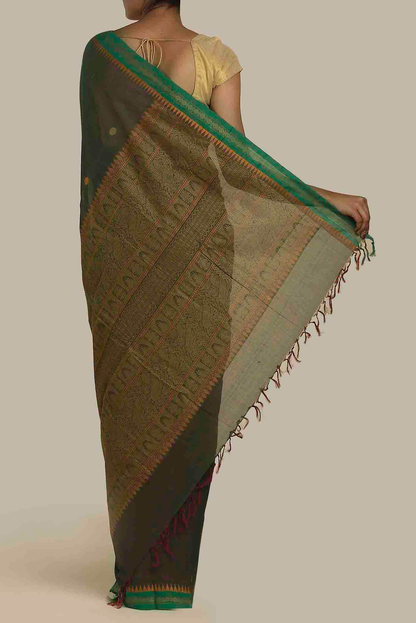 Green Coimbatore Cotton Saree