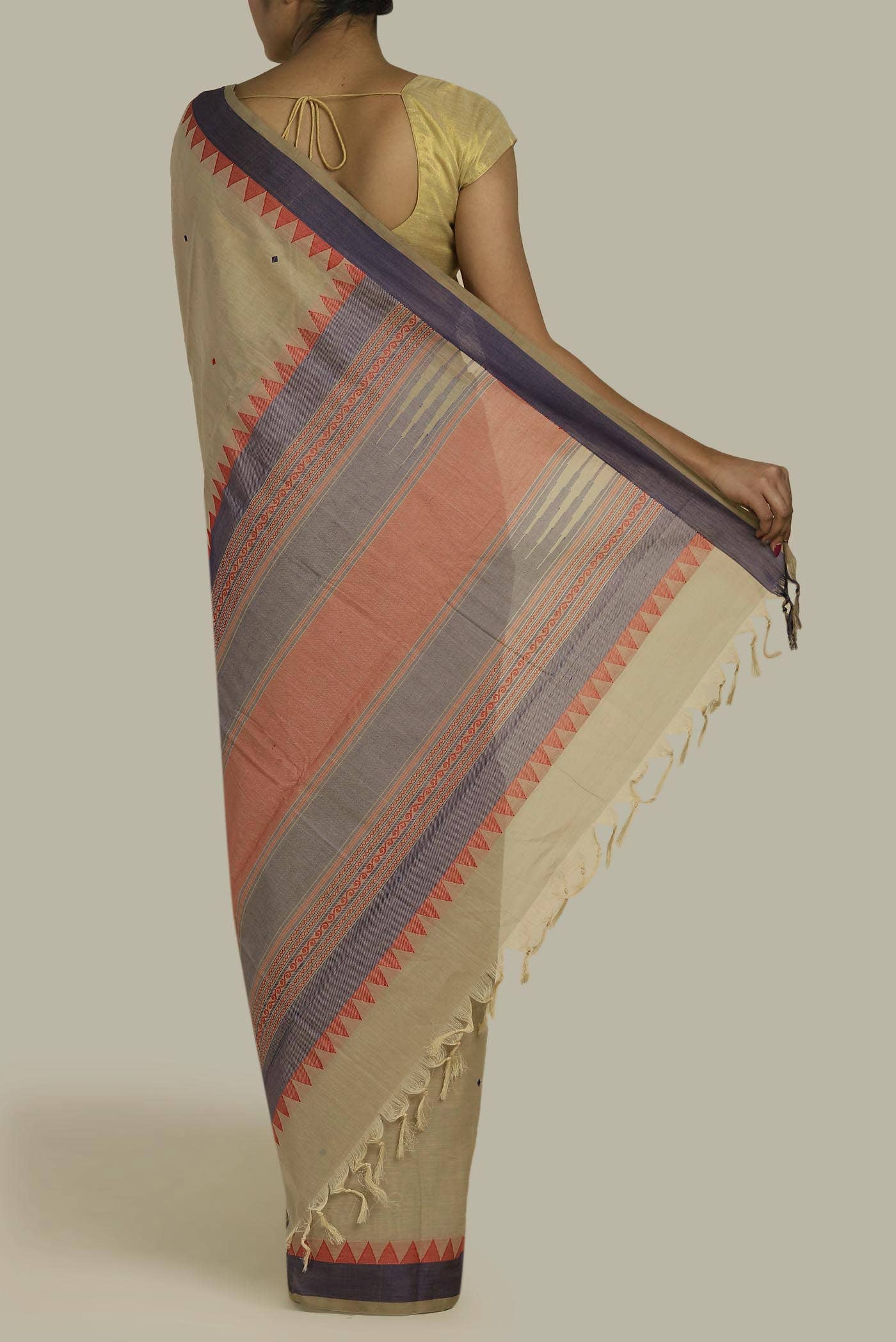 Beige Coimbatore Cotton Saree