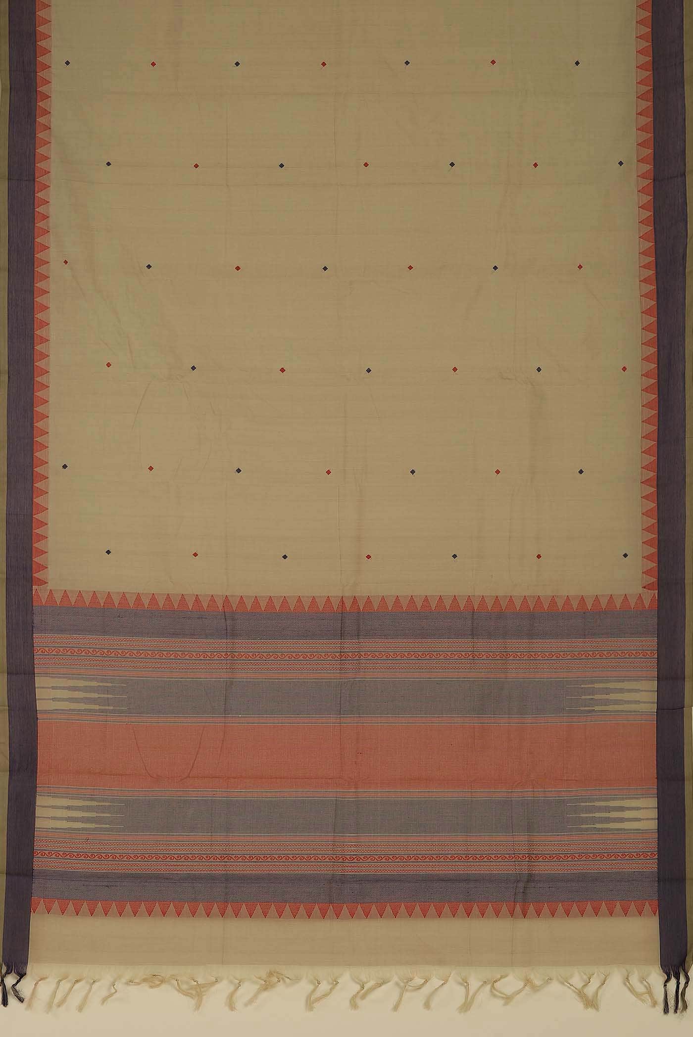 Beige Coimbatore Cotton Saree