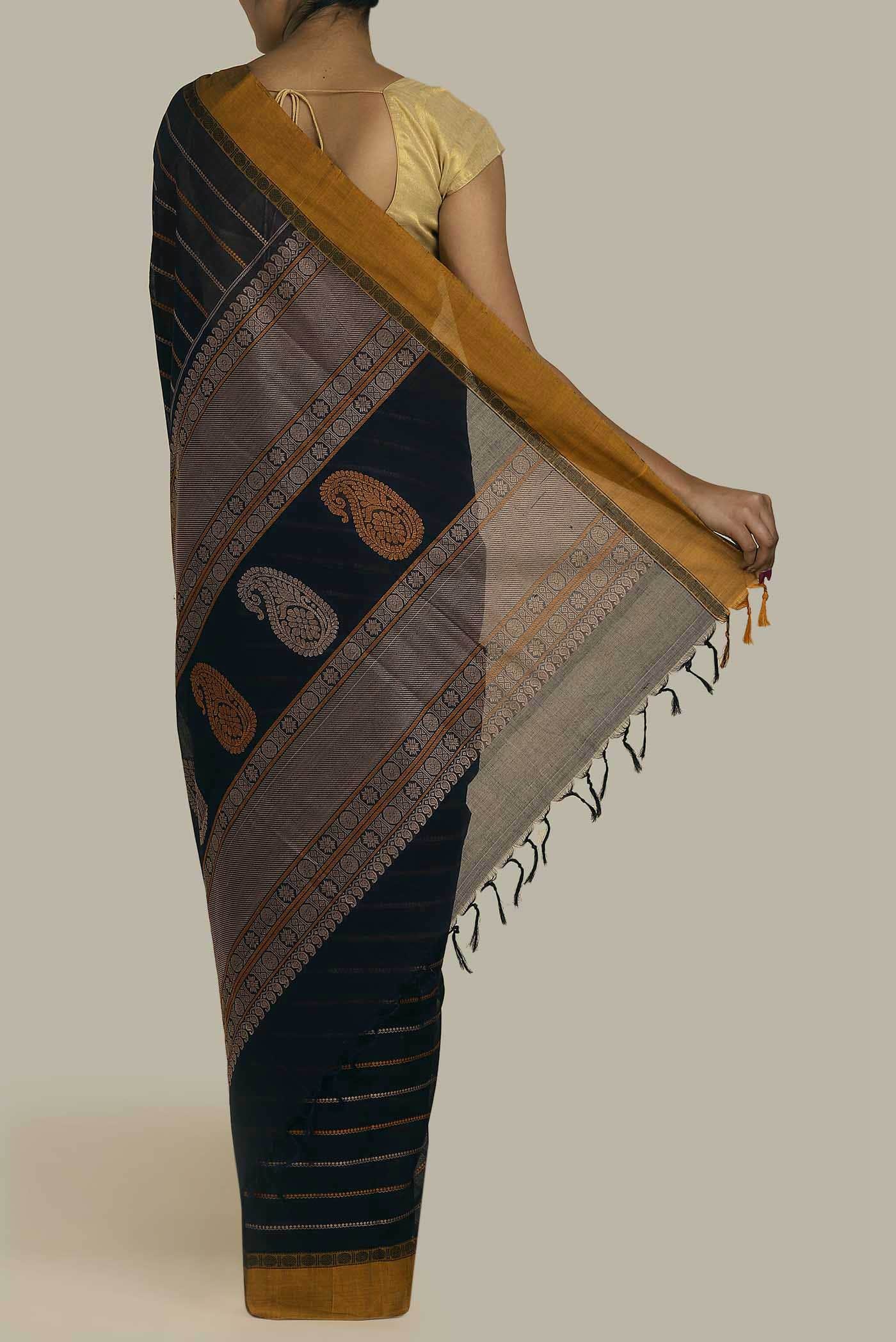 Black Coimbatore Cotton Saree