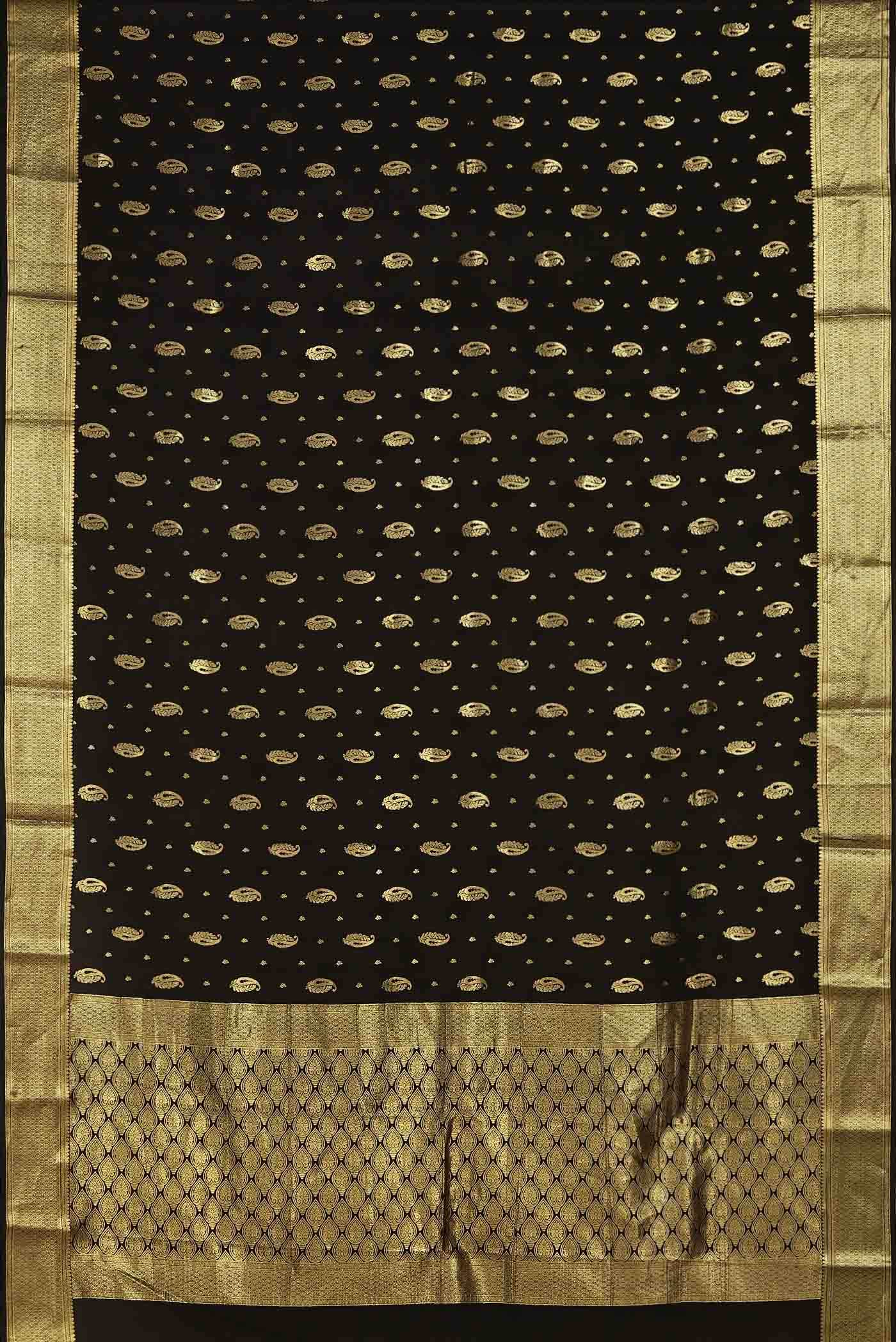 Black Mysore Crepe Saree
