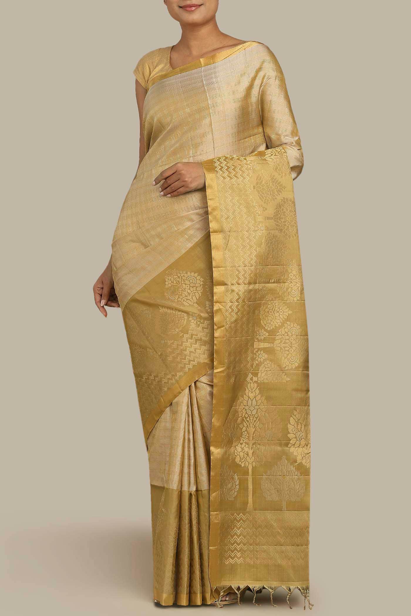 Beige Soft Silk Saree
