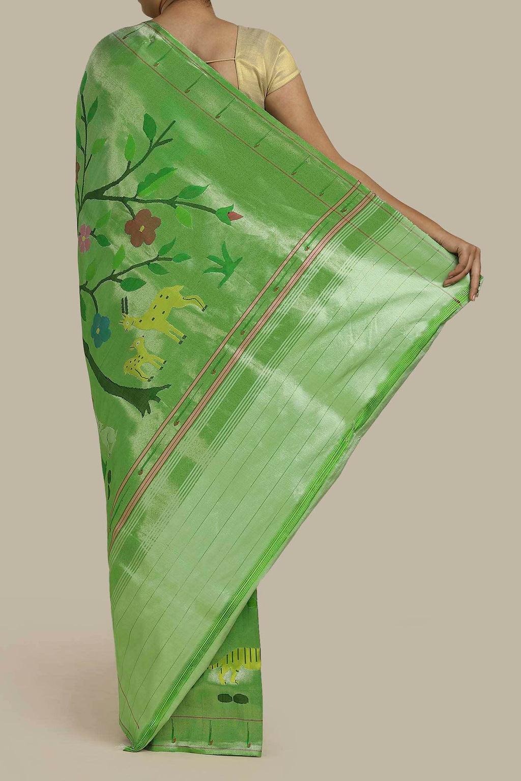 Pure Silk Pure Zari Green Paithani Saree