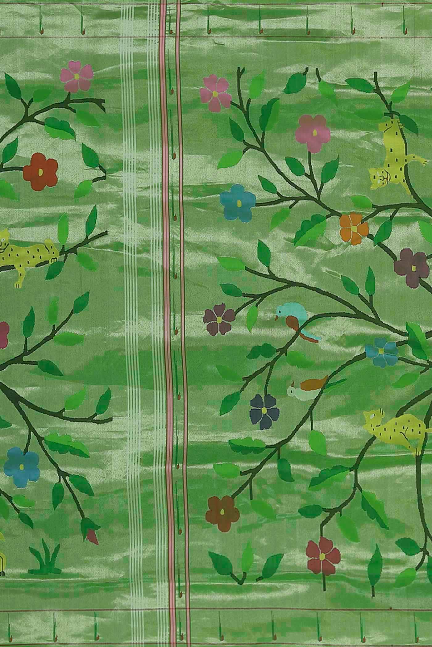 Pure Silk Pure Zari Green Paithani Saree
