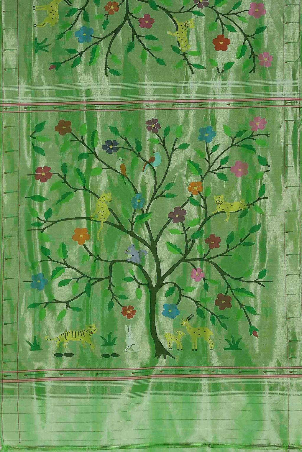 Pure Silk Pure Zari Green Paithani Saree