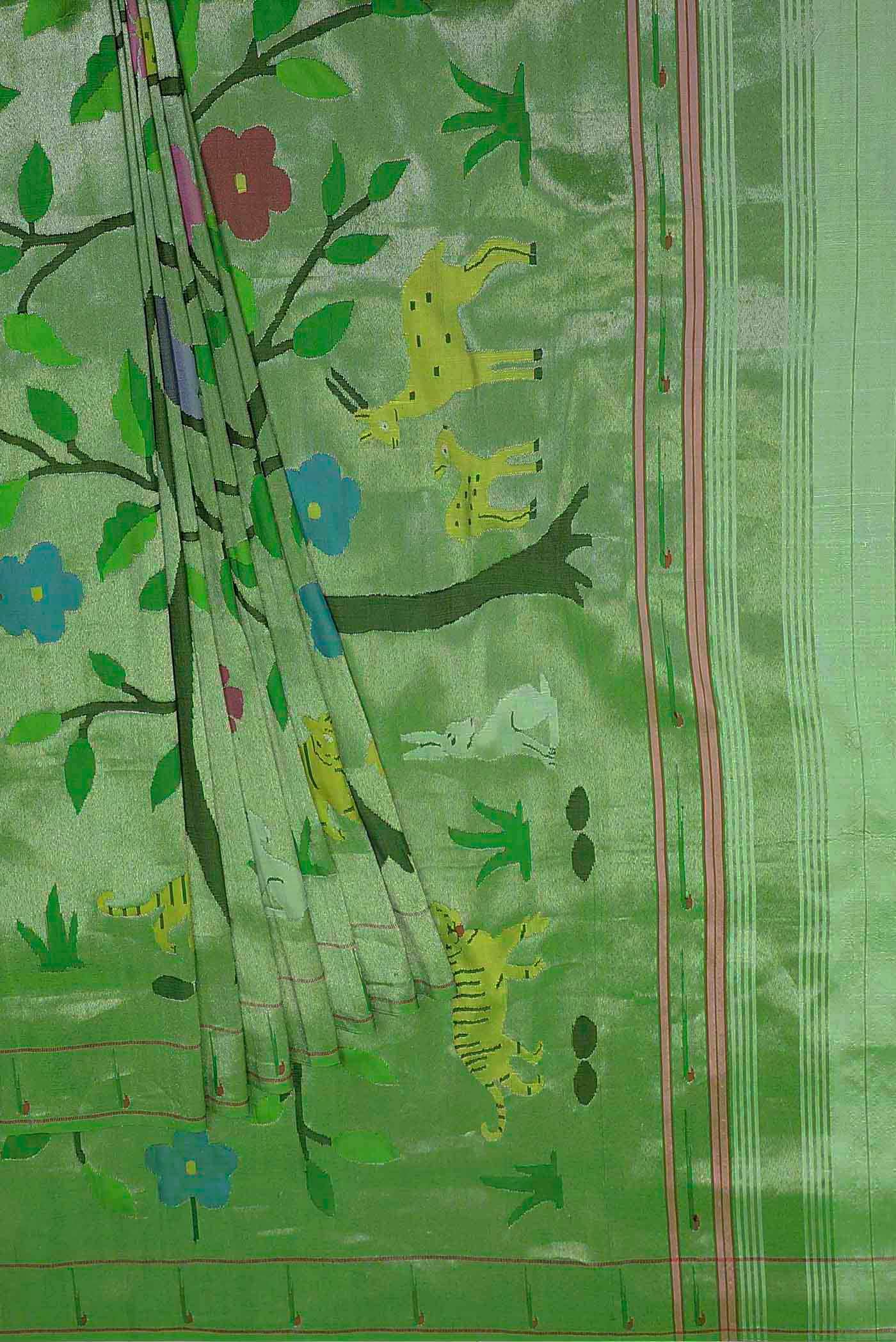 Pure Silk Pure Zari Green Paithani Saree