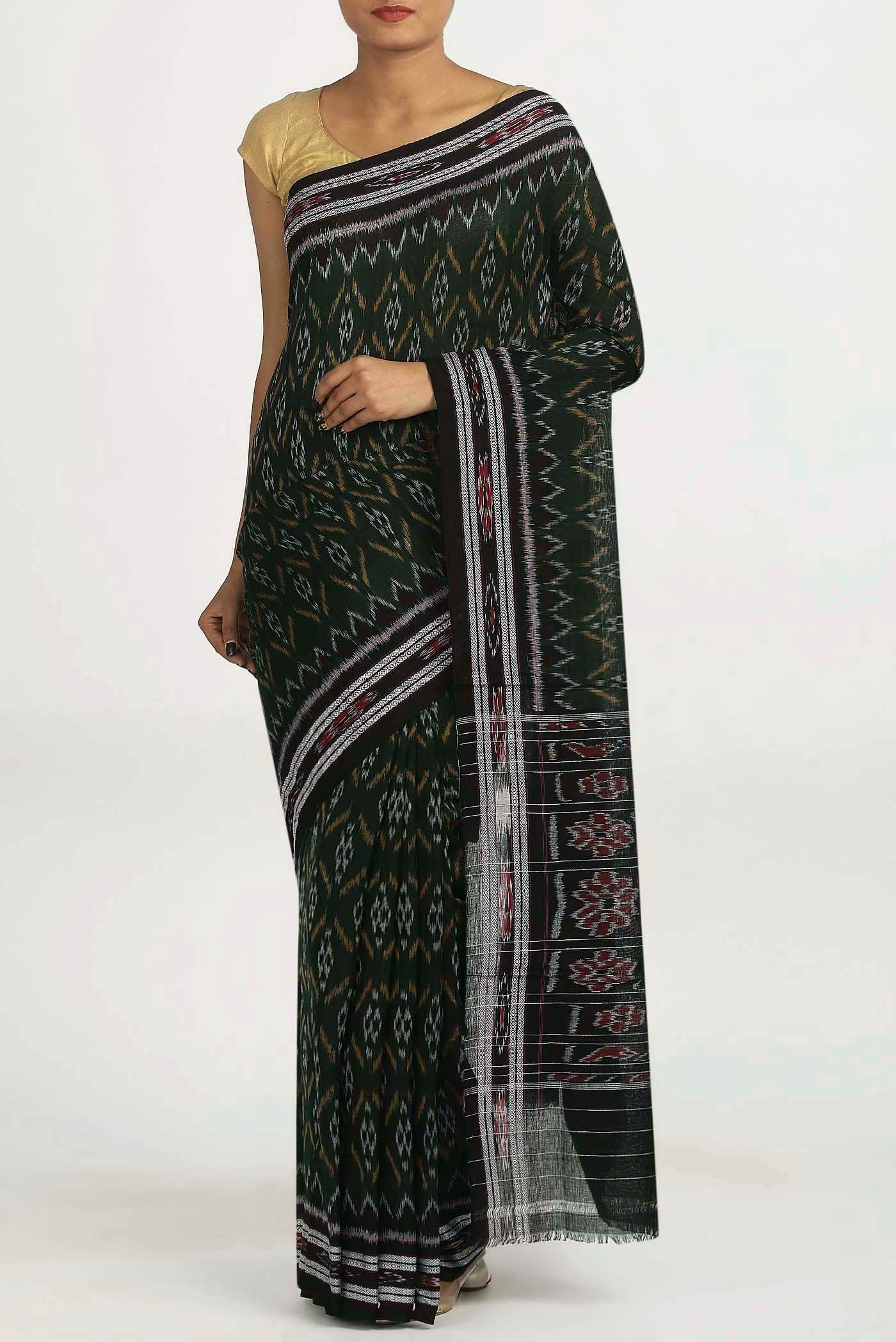 Black Pochampally Cotton Saree