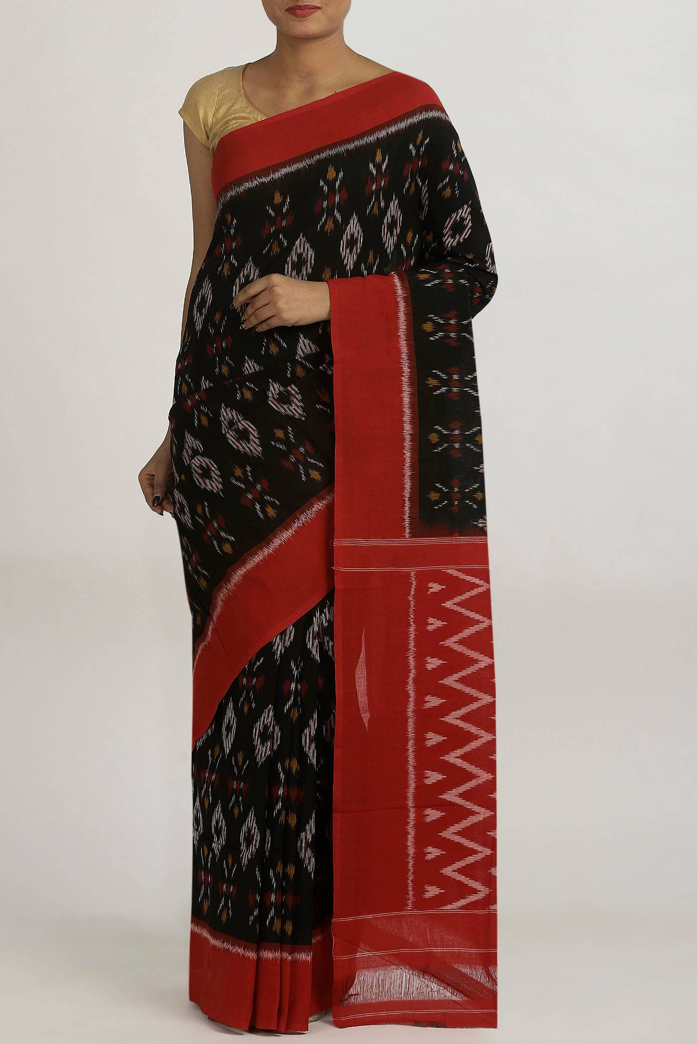 Black Pochampally Cotton Saree