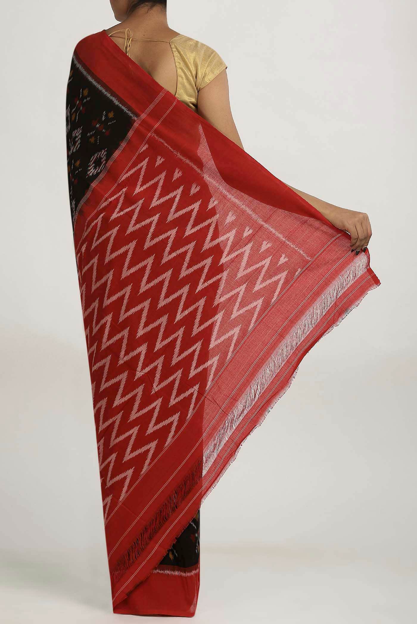 Black Pochampally Cotton Saree