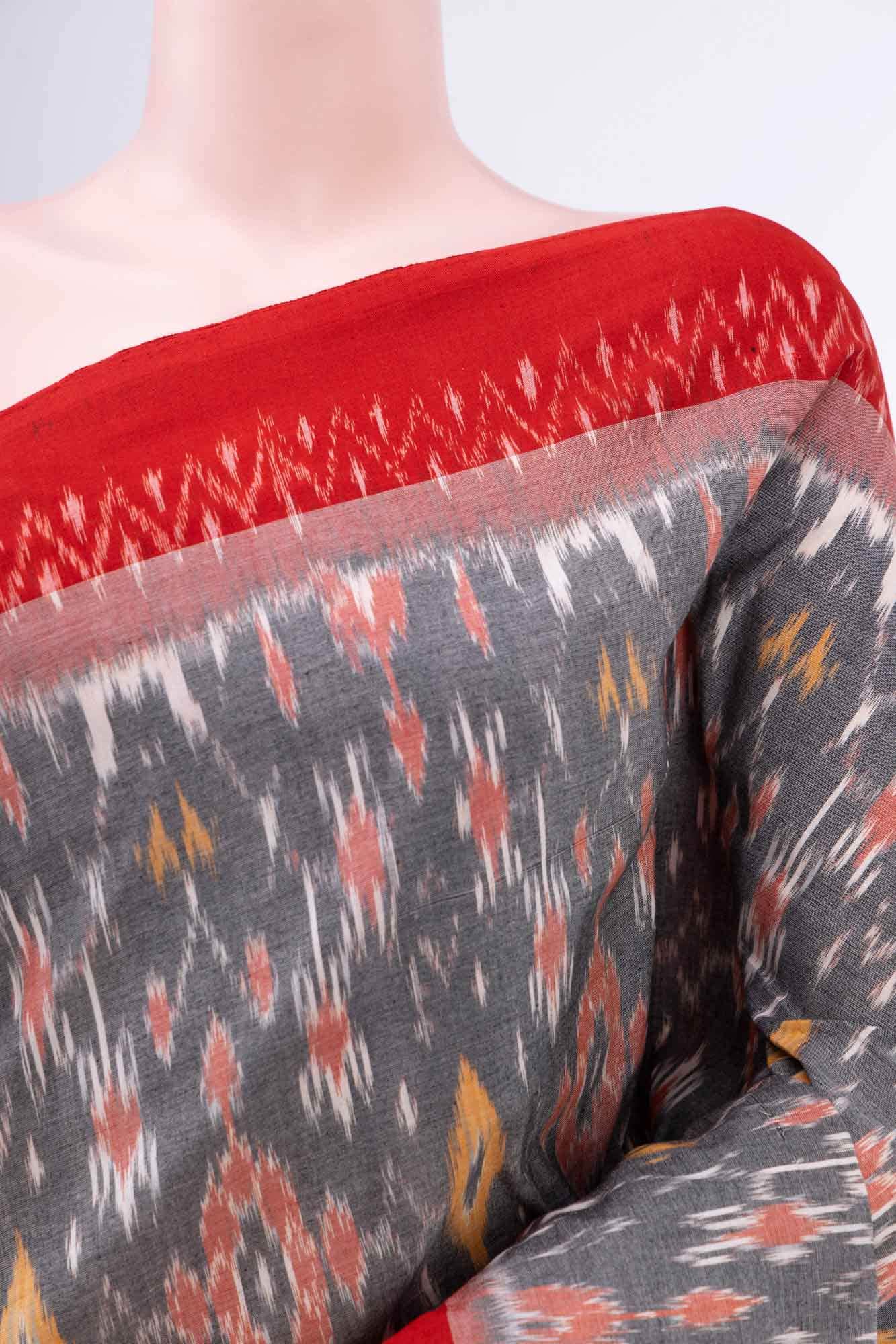 Davys Grey Pochampally Cotton Saree