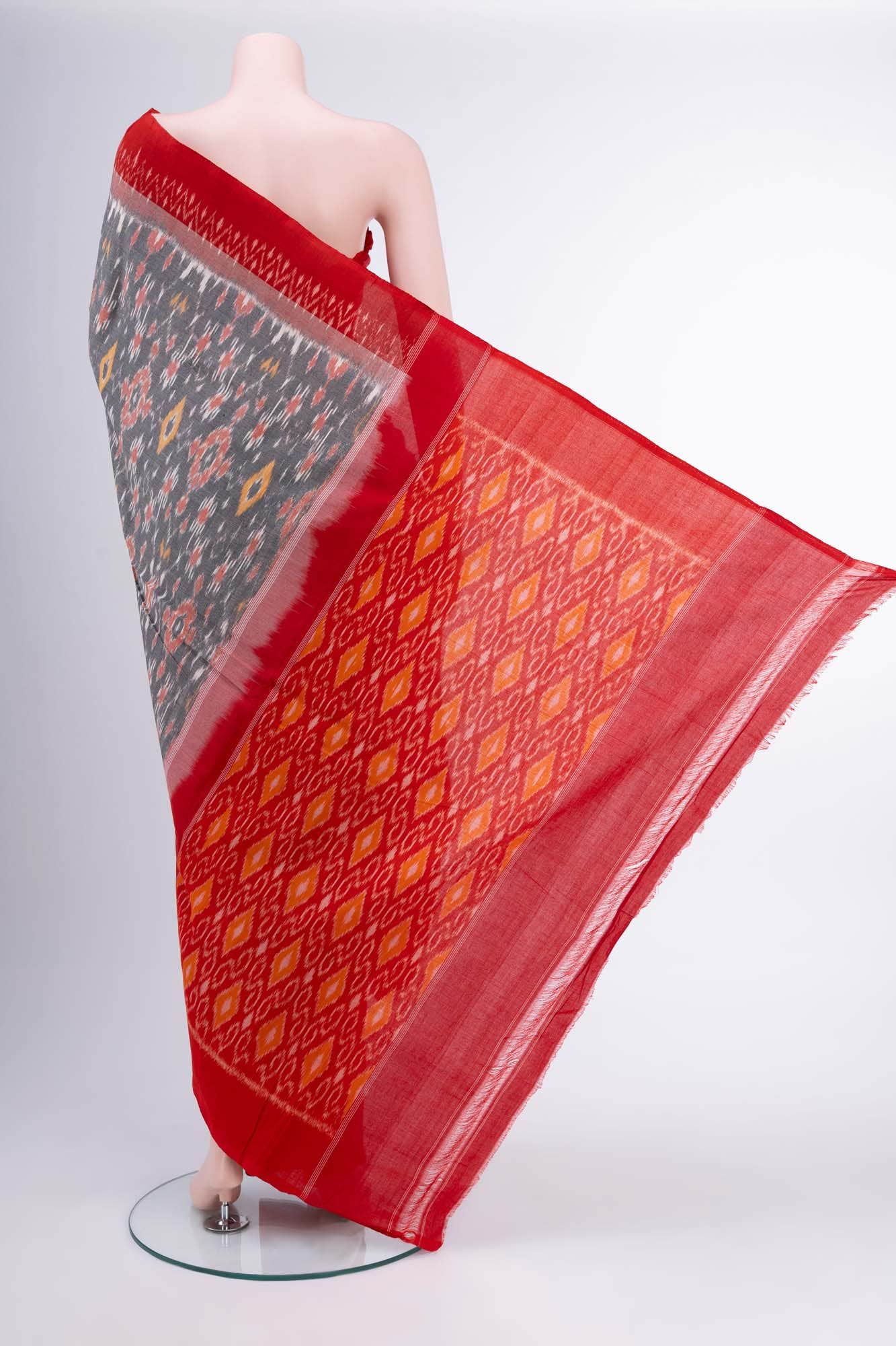 Davys Grey Pochampally Cotton Saree
