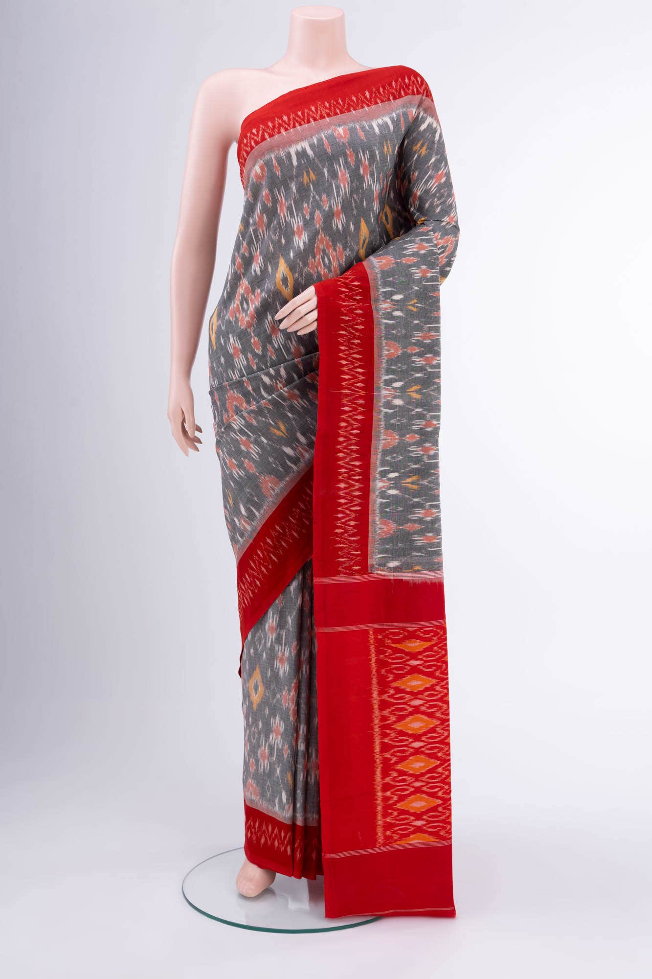 Davys Grey Pochampally Cotton Saree