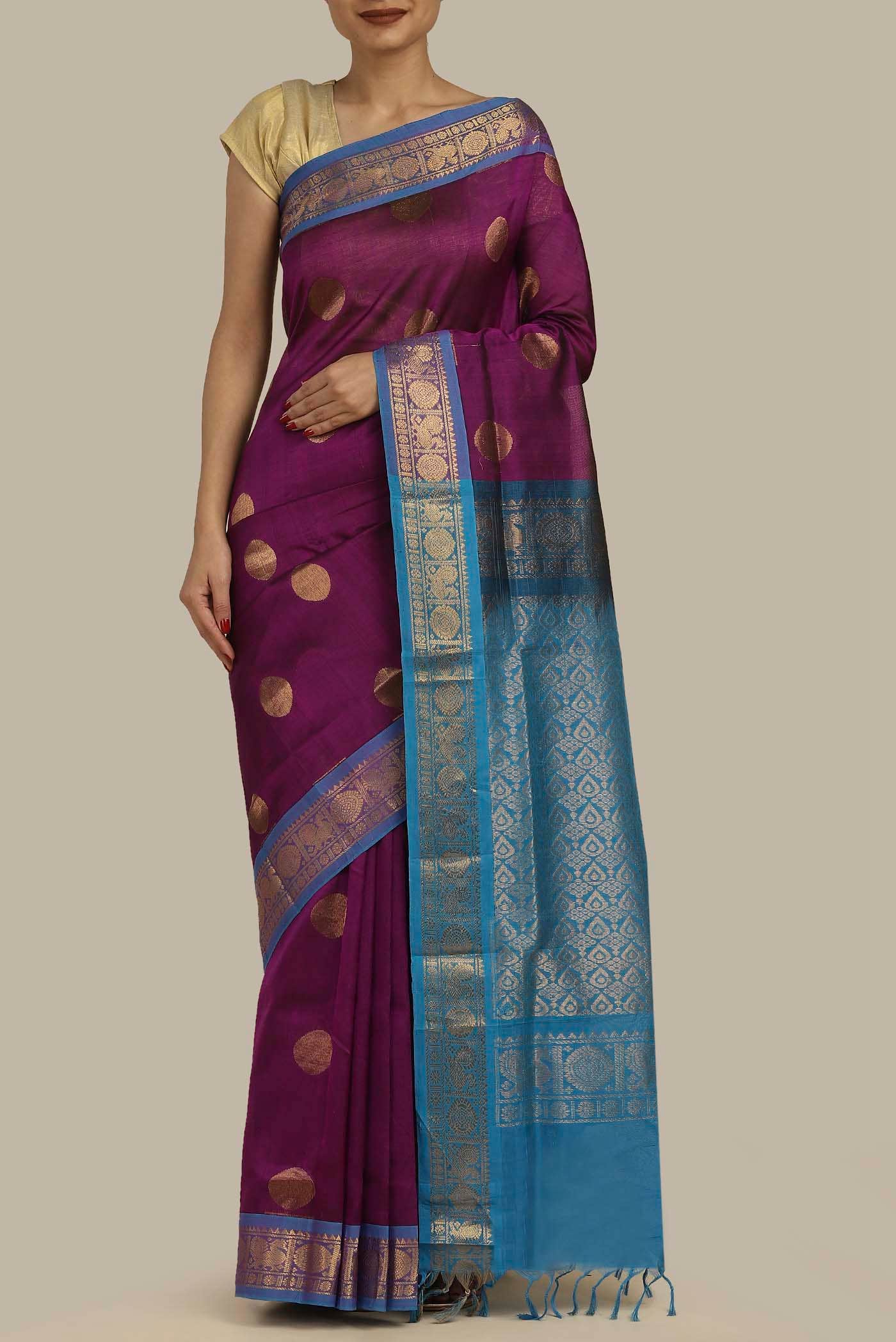 Magenta Silk Cotton Saree