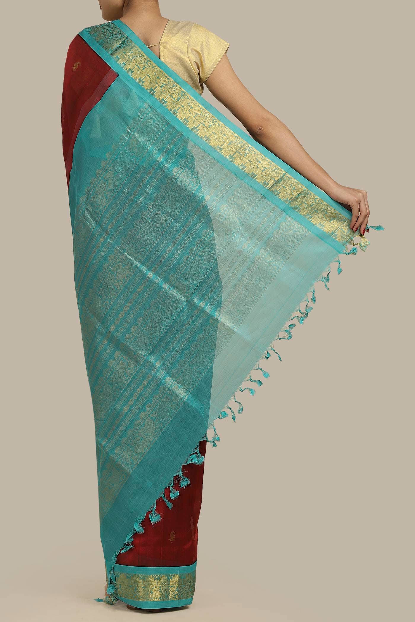 Maroon Silk Cotton Saree