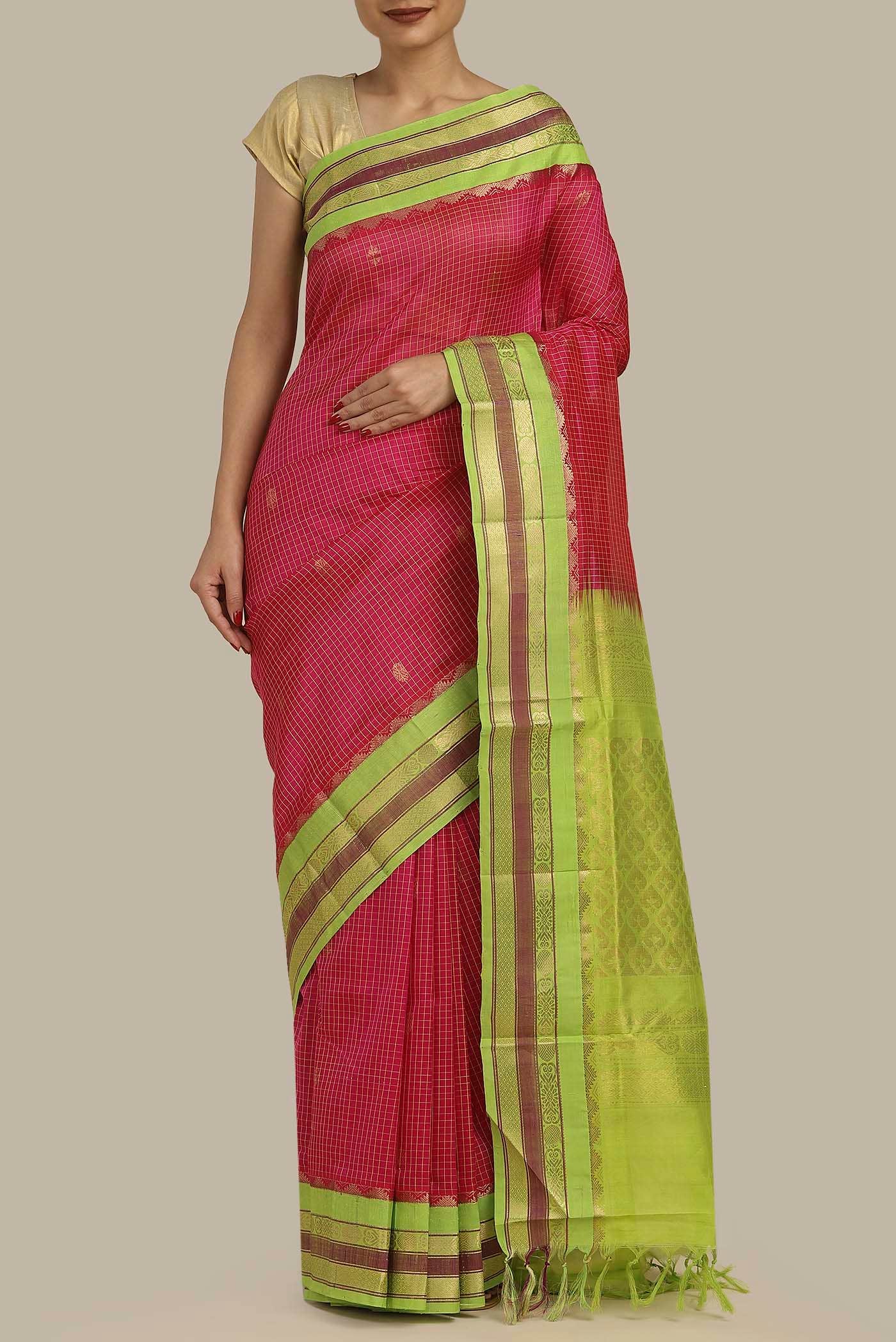 Pink Silk Cotton Saree