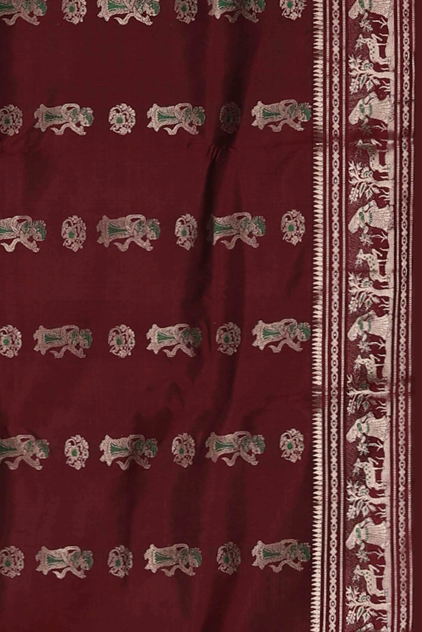 Maroon Baluchari Silk Saree