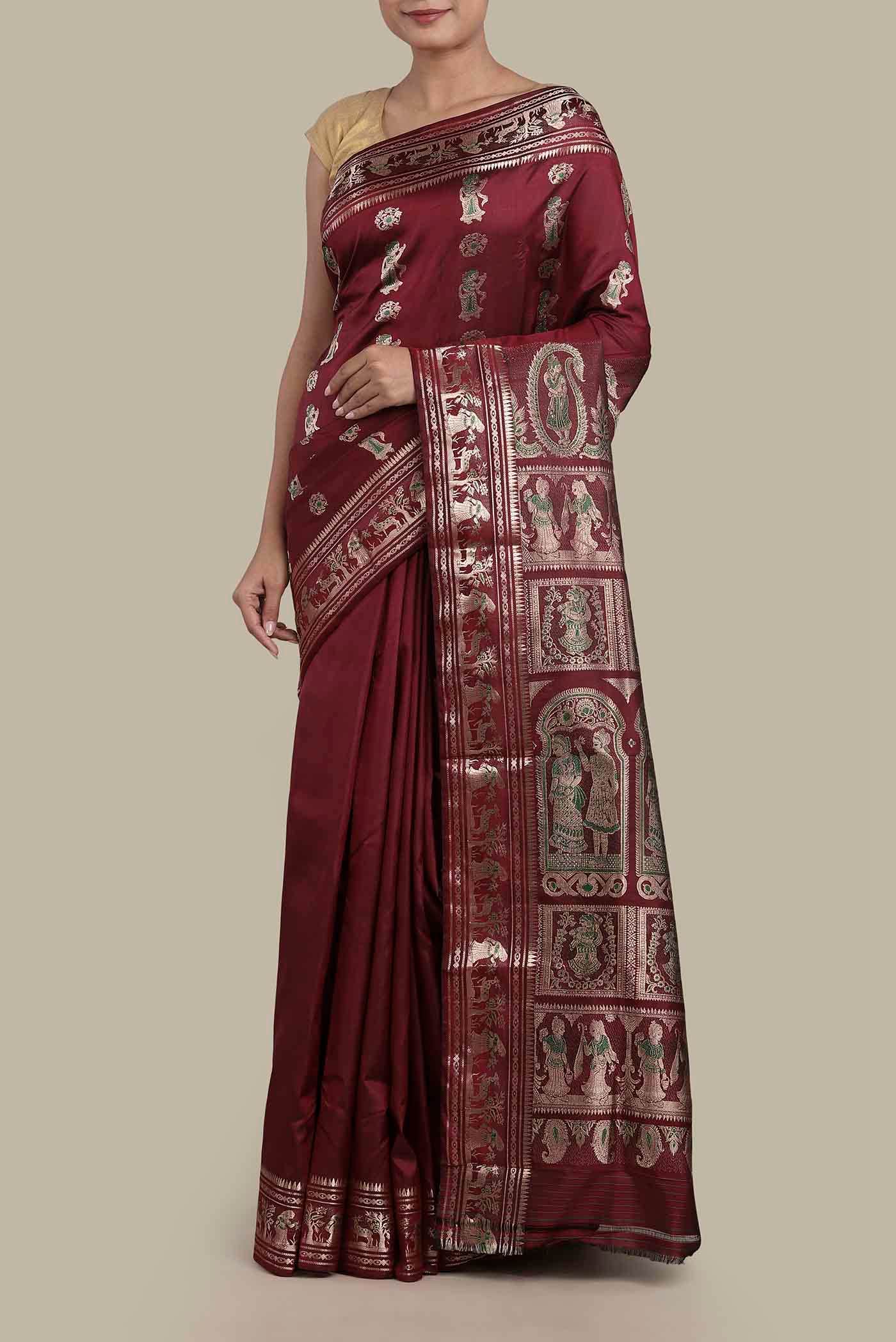 Maroon Baluchari Silk Saree