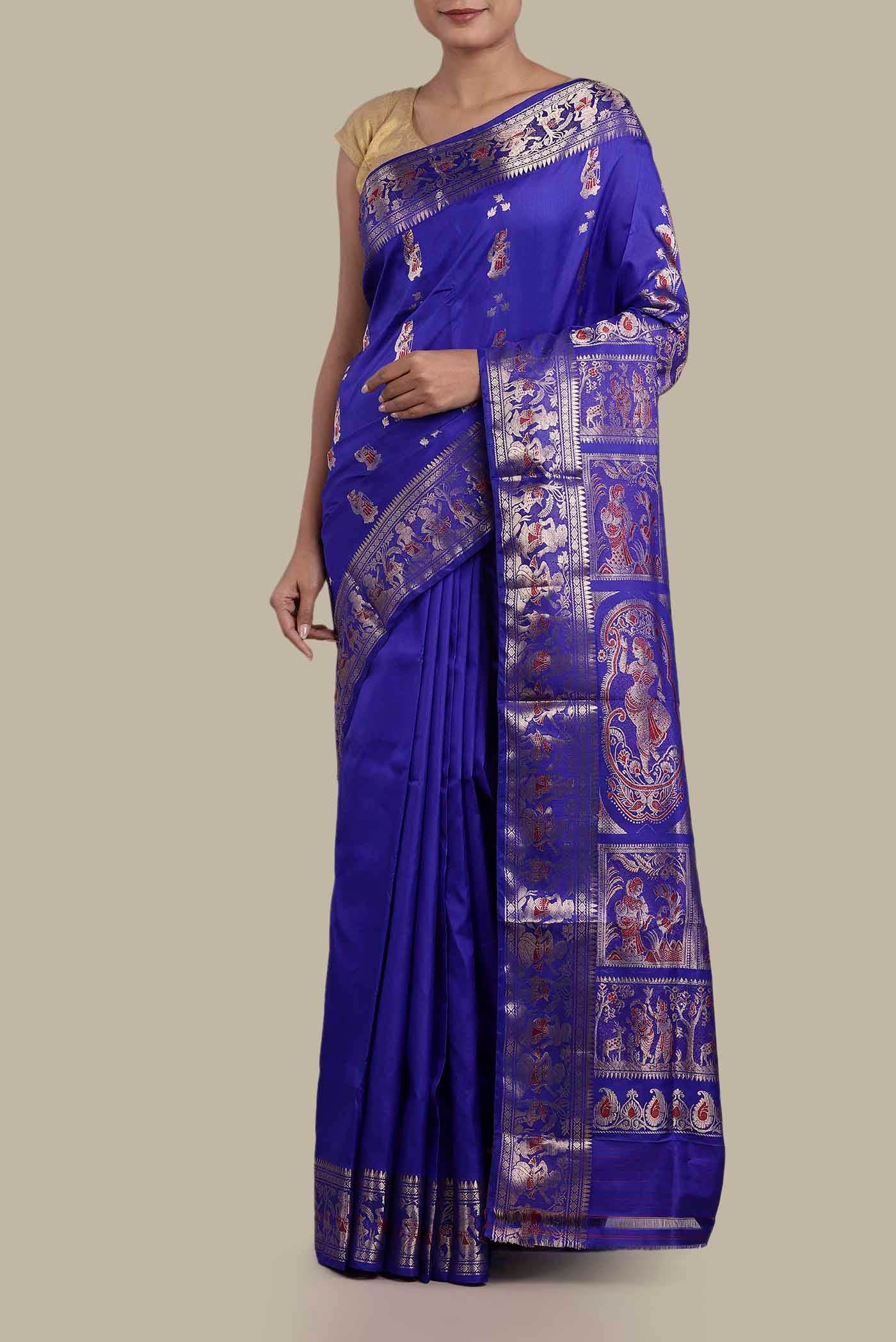 Blue Baluchari Silk Saree