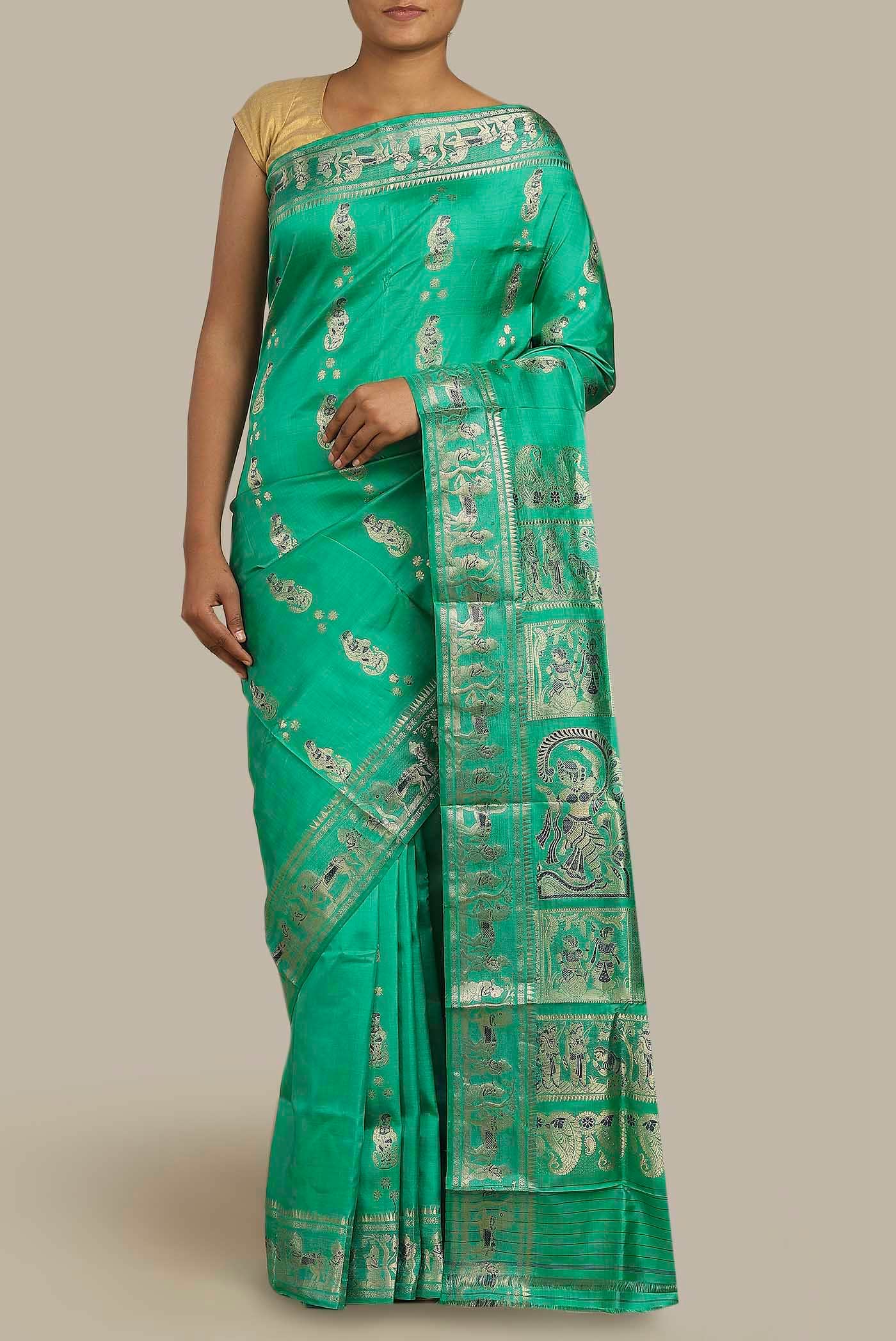Green Baluchari Silk Saree