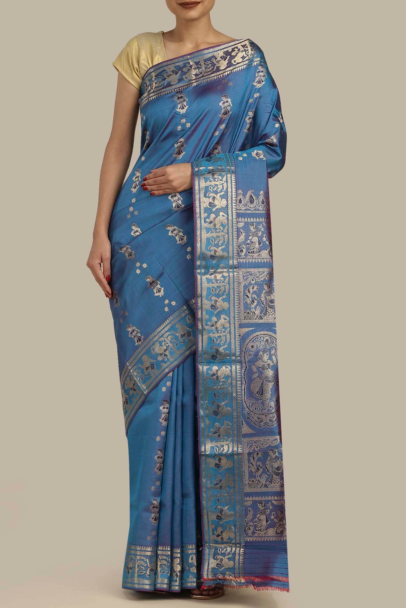 Blue Baluchari Silk Saree