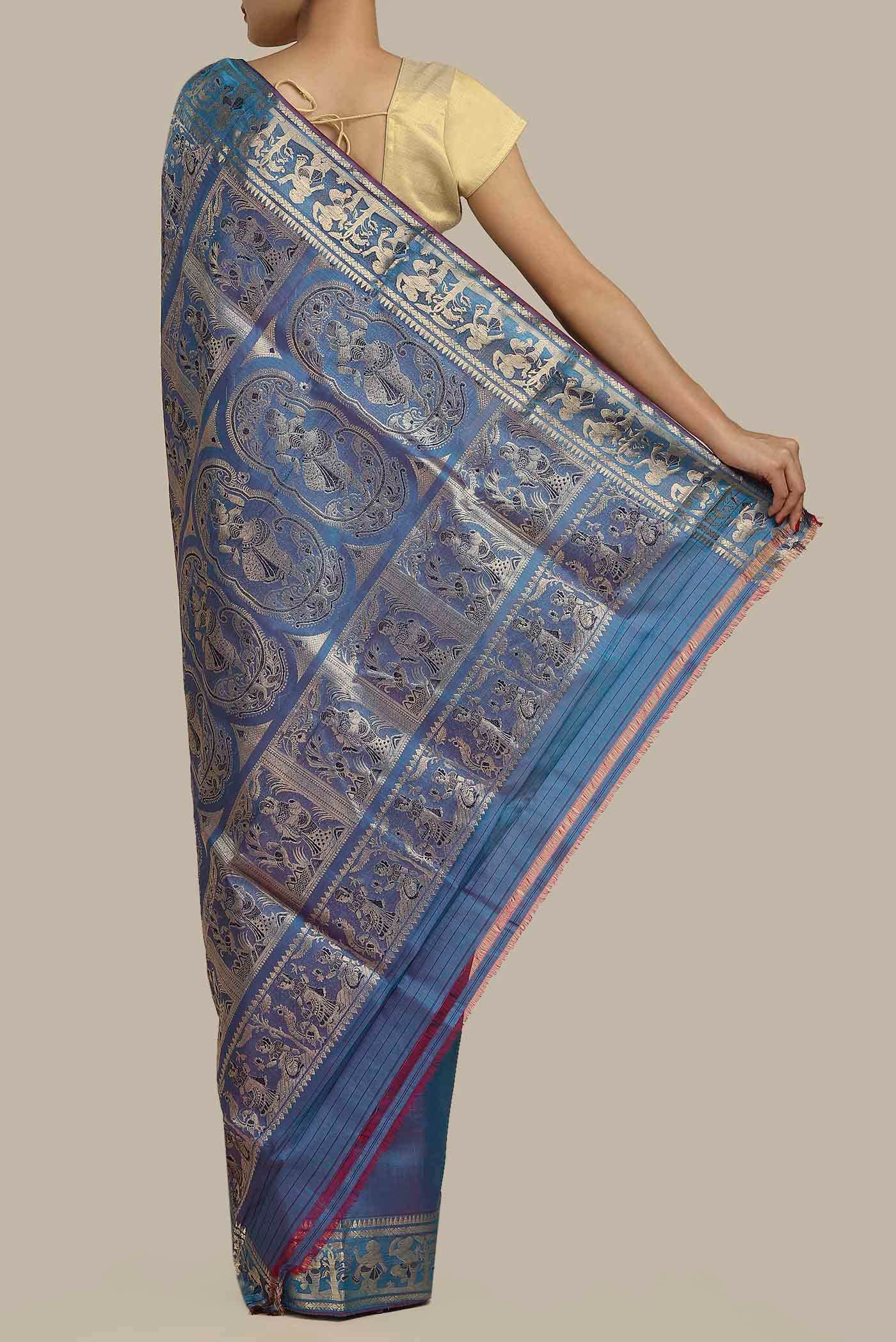 Blue Baluchari Silk Saree