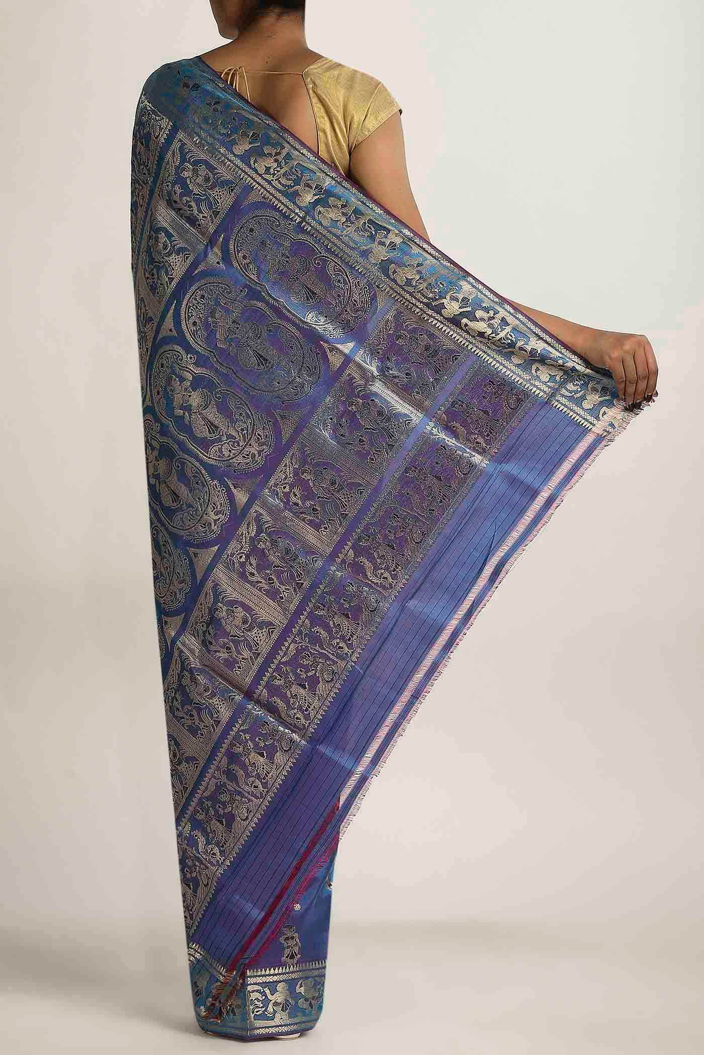 Blue Baluchari Silk Saree