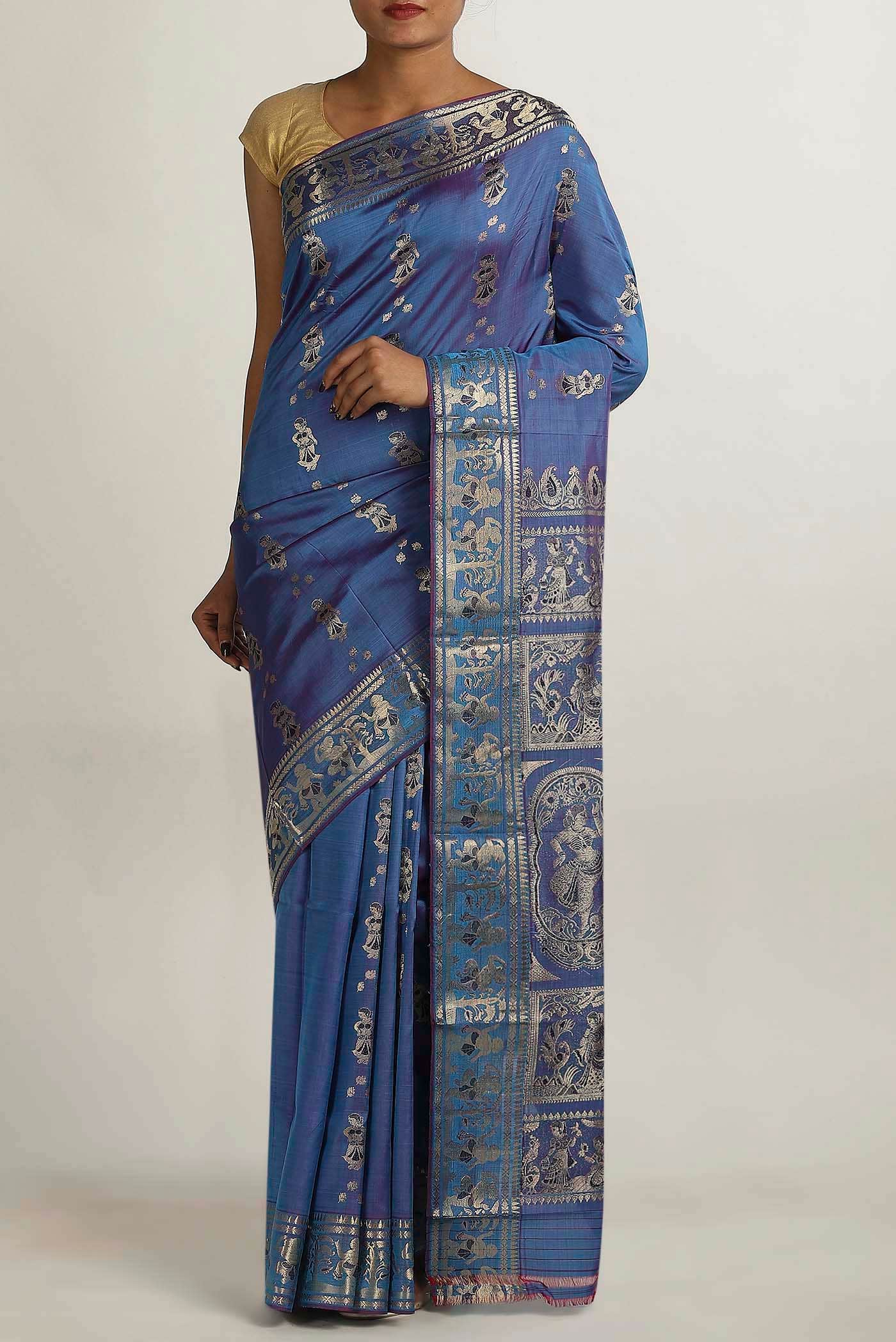 Blue Baluchari Silk Saree