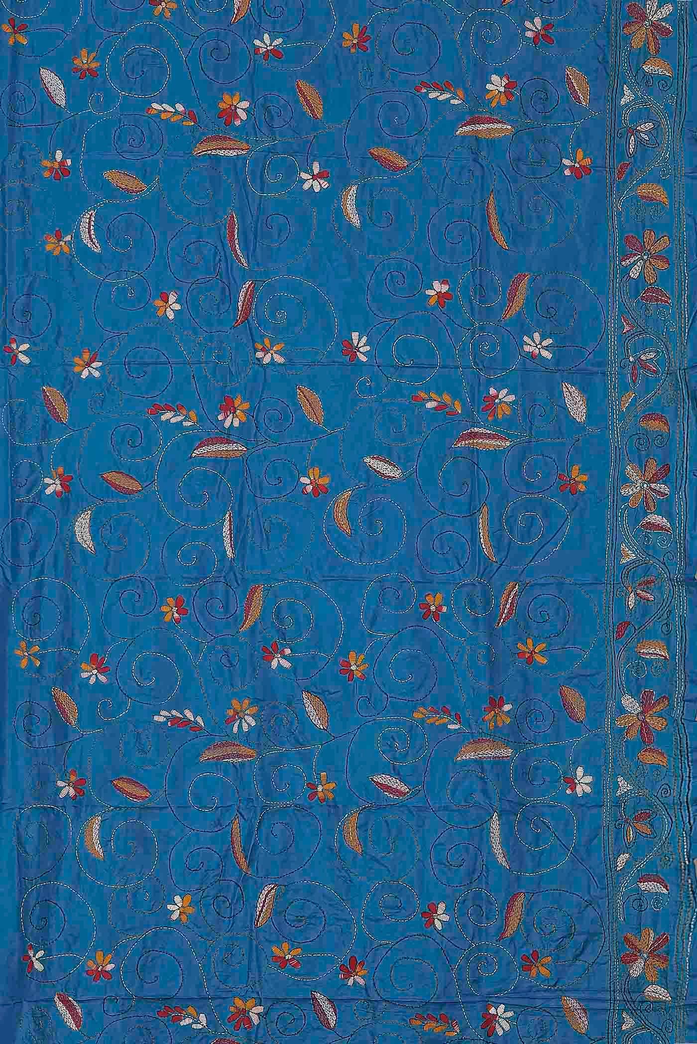 Blue Tussar Silk Saree