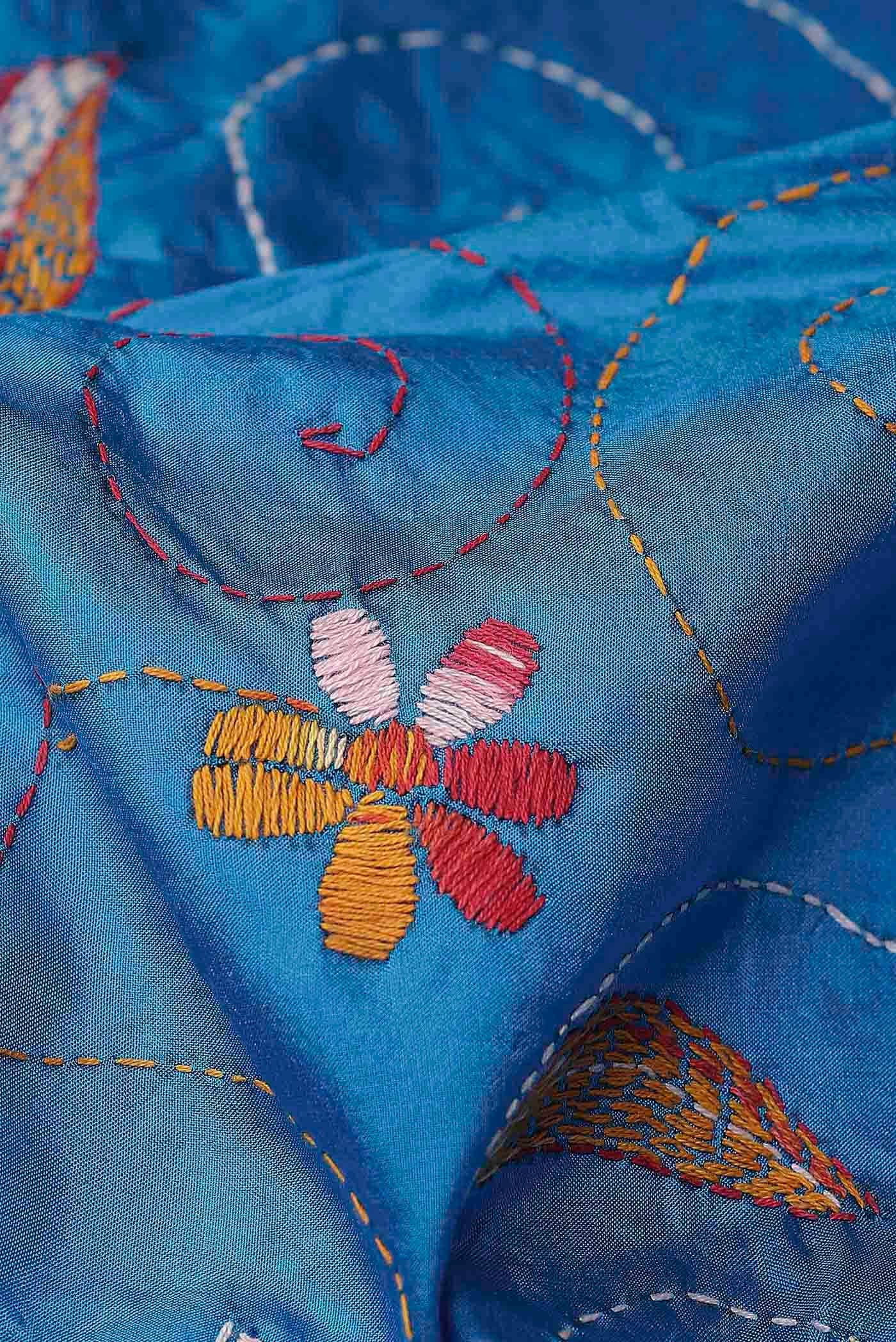 Blue Tussar Silk Saree