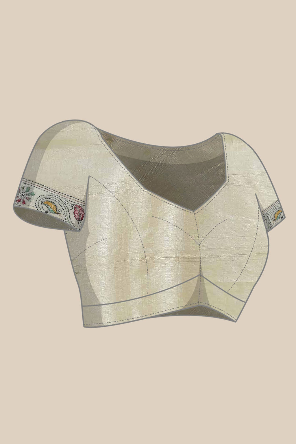 Cream Tussar Silk Saree